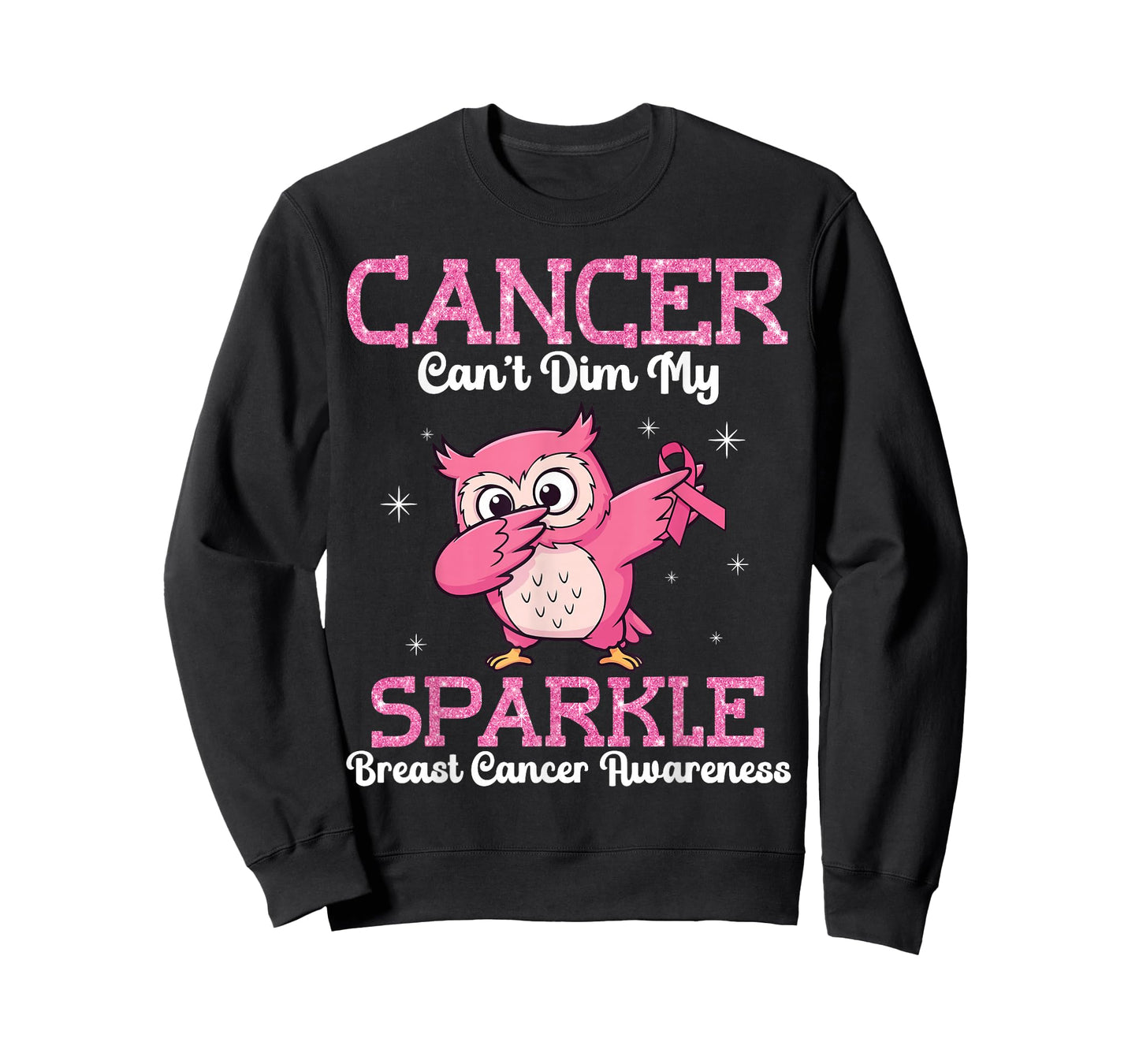 Cute Owl Dabbing Cancer Can’t Dim Me Breast Cancer Awareness T-Shirt
