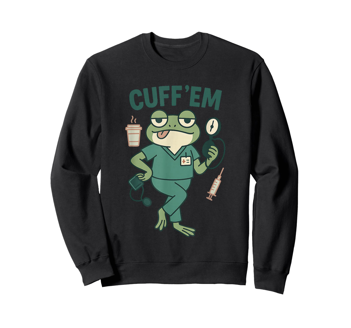 Cuff 'Em Funny Frog ER Nurse Scrubs Medical Healthcare Pun T-Shirt