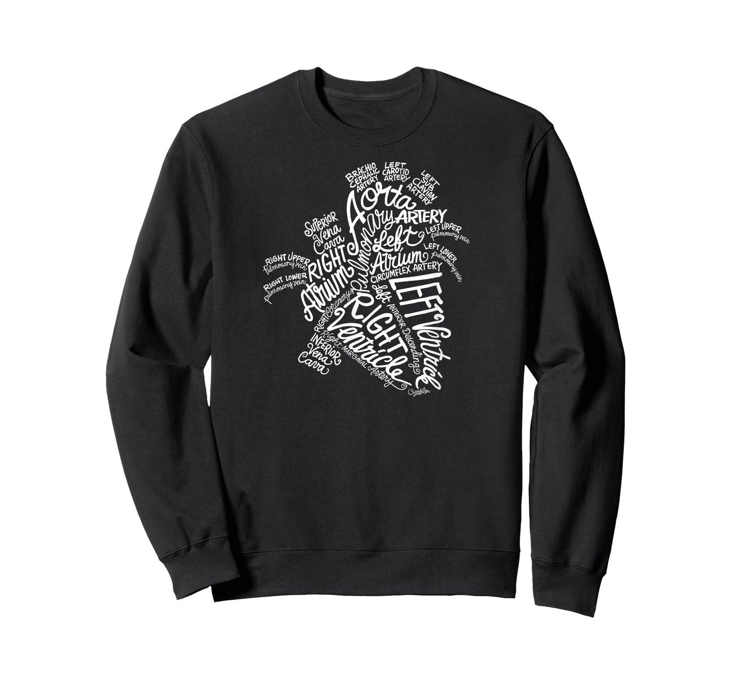 Anatomical Heart Medical White Word Cloud Line Art T-Shirt