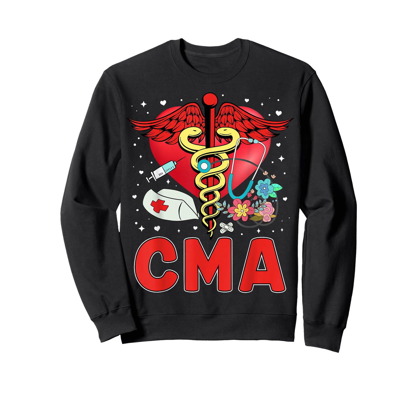 Cute CMA Shirt For Women Caduceus Stethoscope Heartbeat T-Shirt