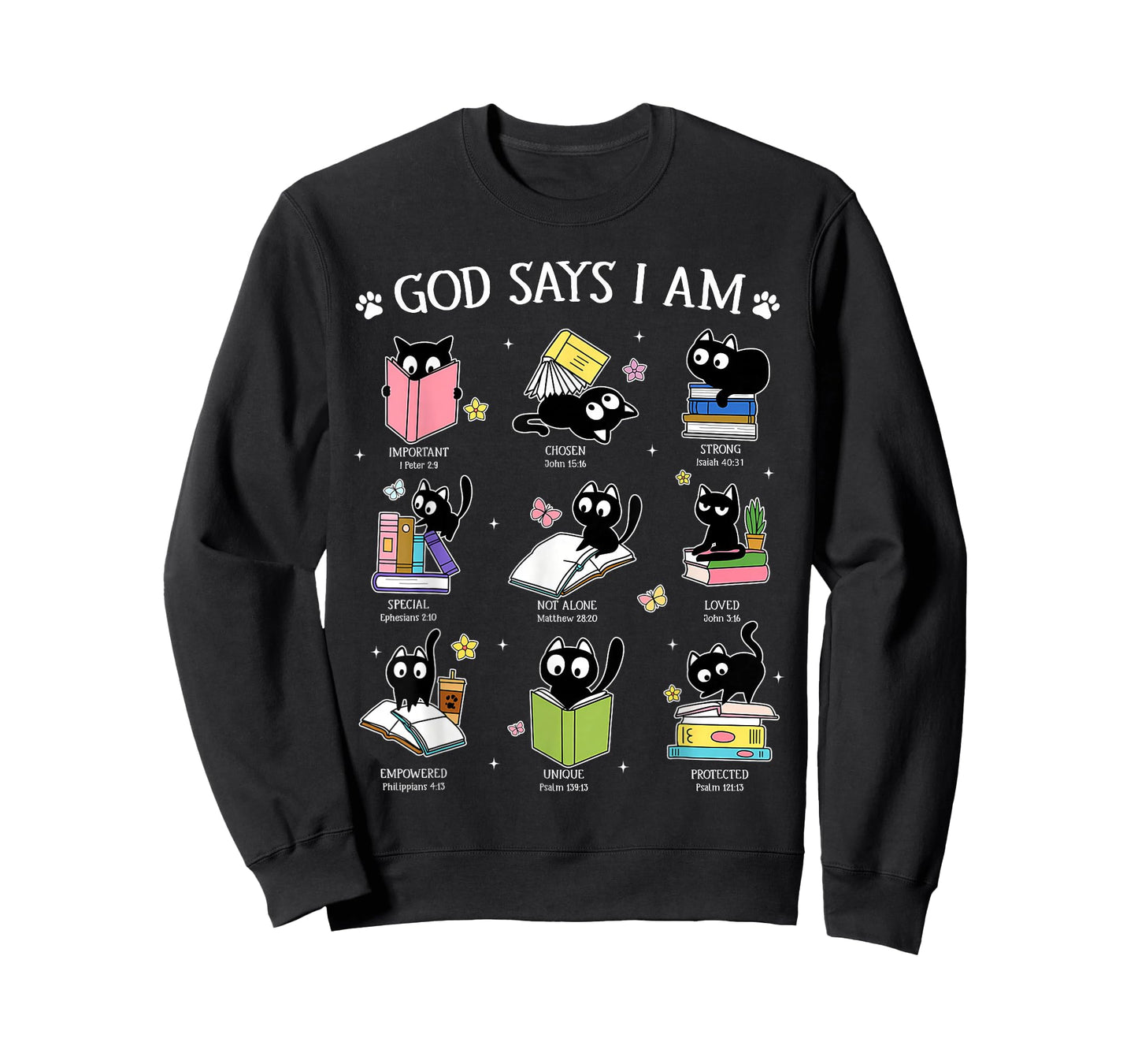 God Says I Am Cat Book Lover Christian Cute Jesus Girls Kids T-Shirt