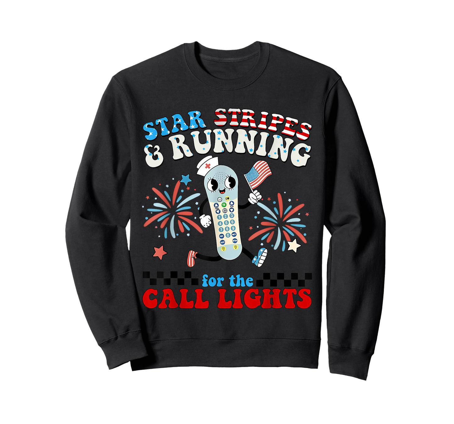 4th July Er Nurse Stars Stripes and Running for Call Lights T-Shirt