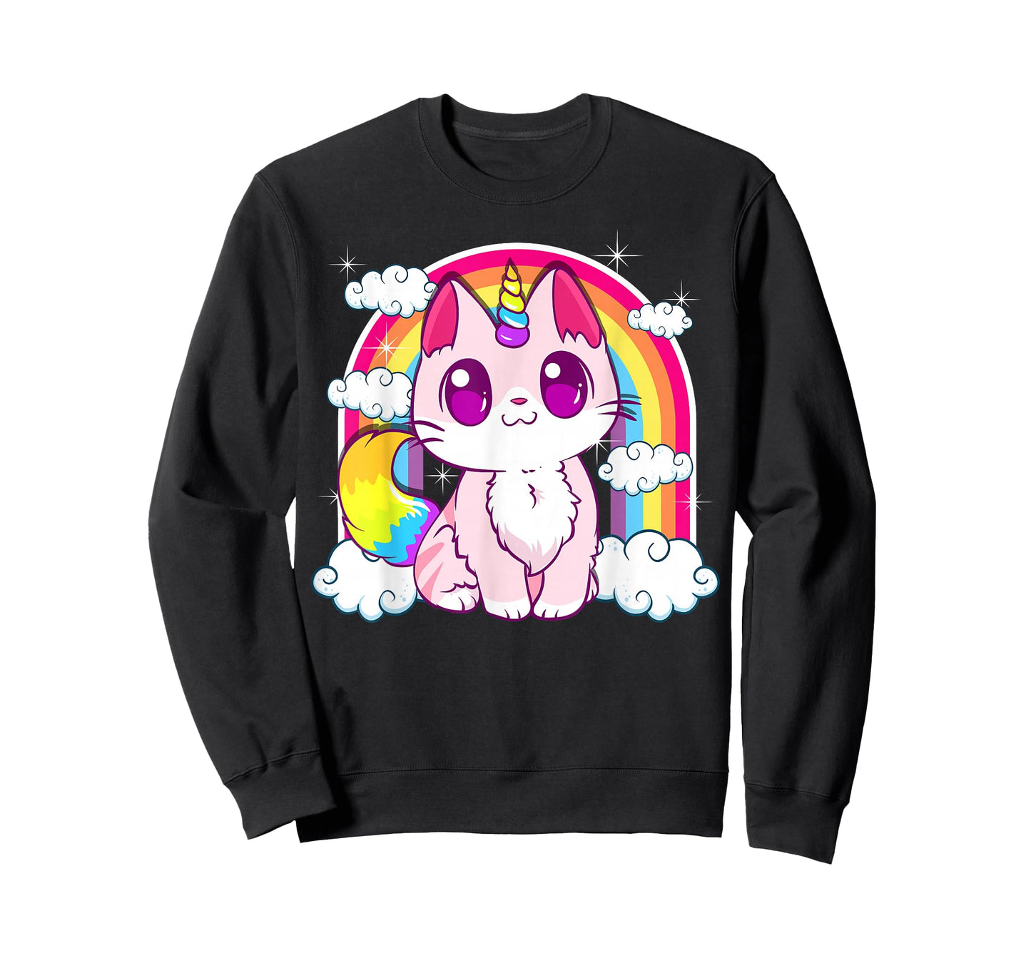 Cute Unicorn Cat Adorable Smiling Rainbow Kitty T-Shirt