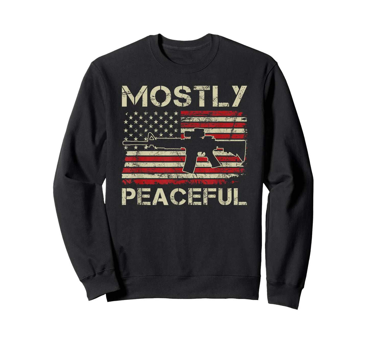 Mostly Peaceful - 2nd Amendment Pro Guns AR15 USA Funny Gun T-Shirt