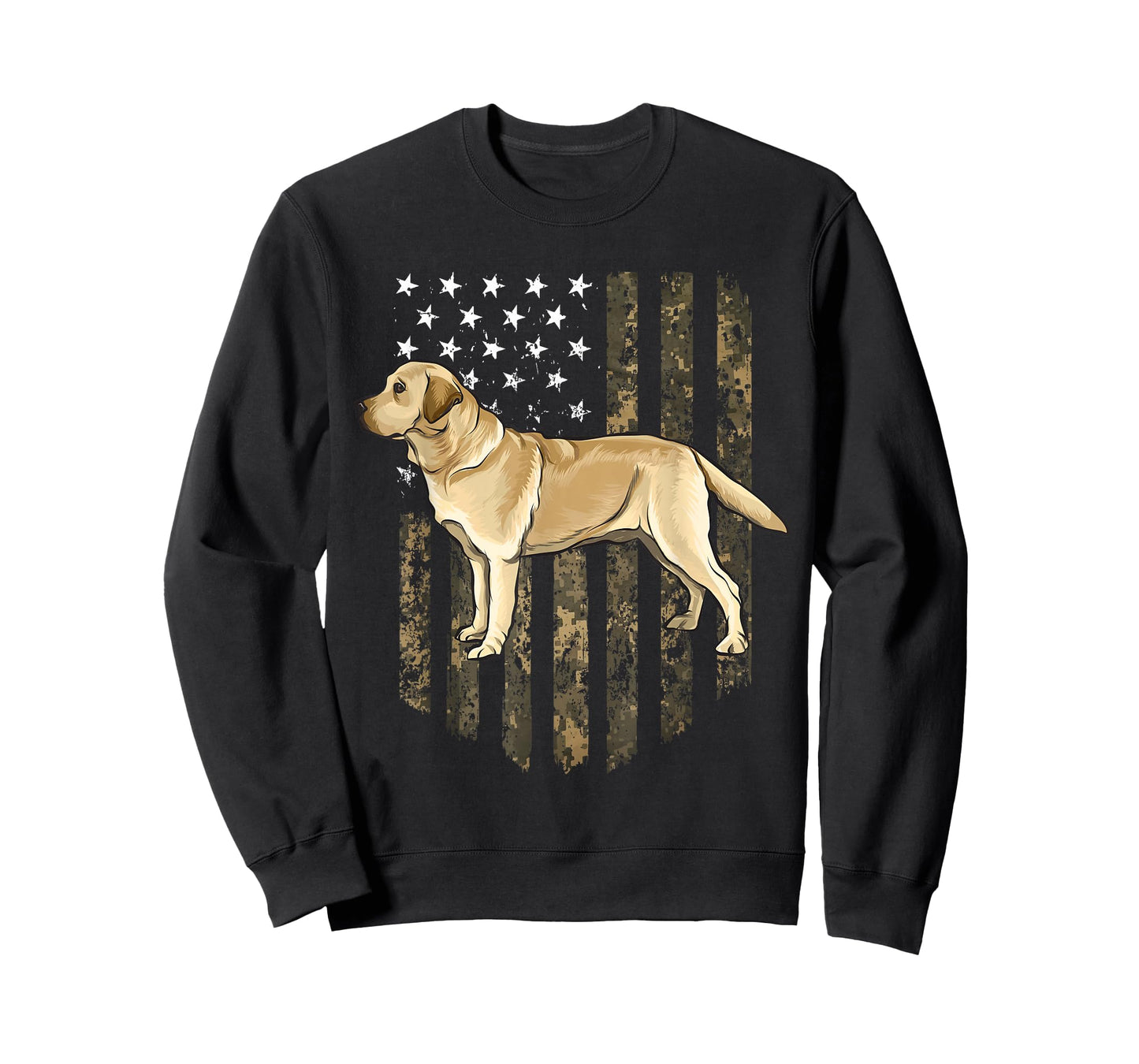 Camo American Flag Yellow Labrador Retriever 4th of July USA T-Shirt