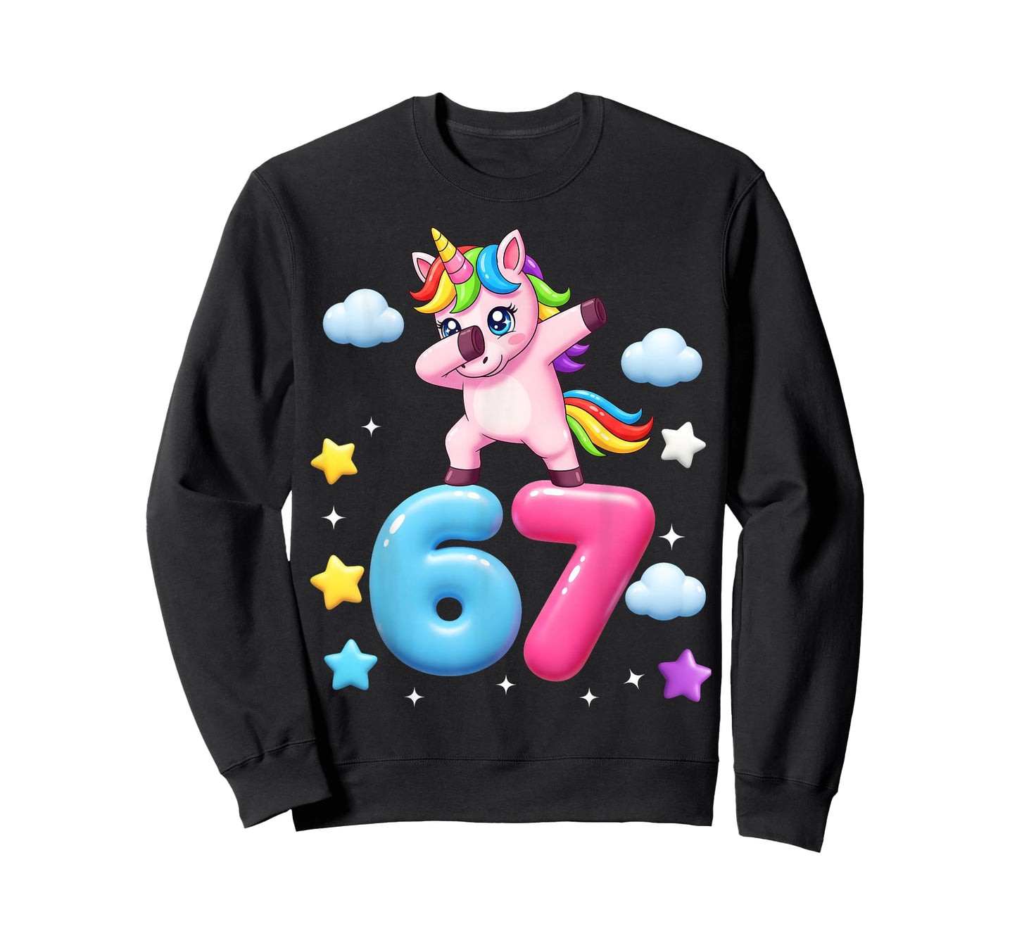 Funny 67 Meme Six Seven Unicorn Brainrot Dab for Girls Kids T-Shirt