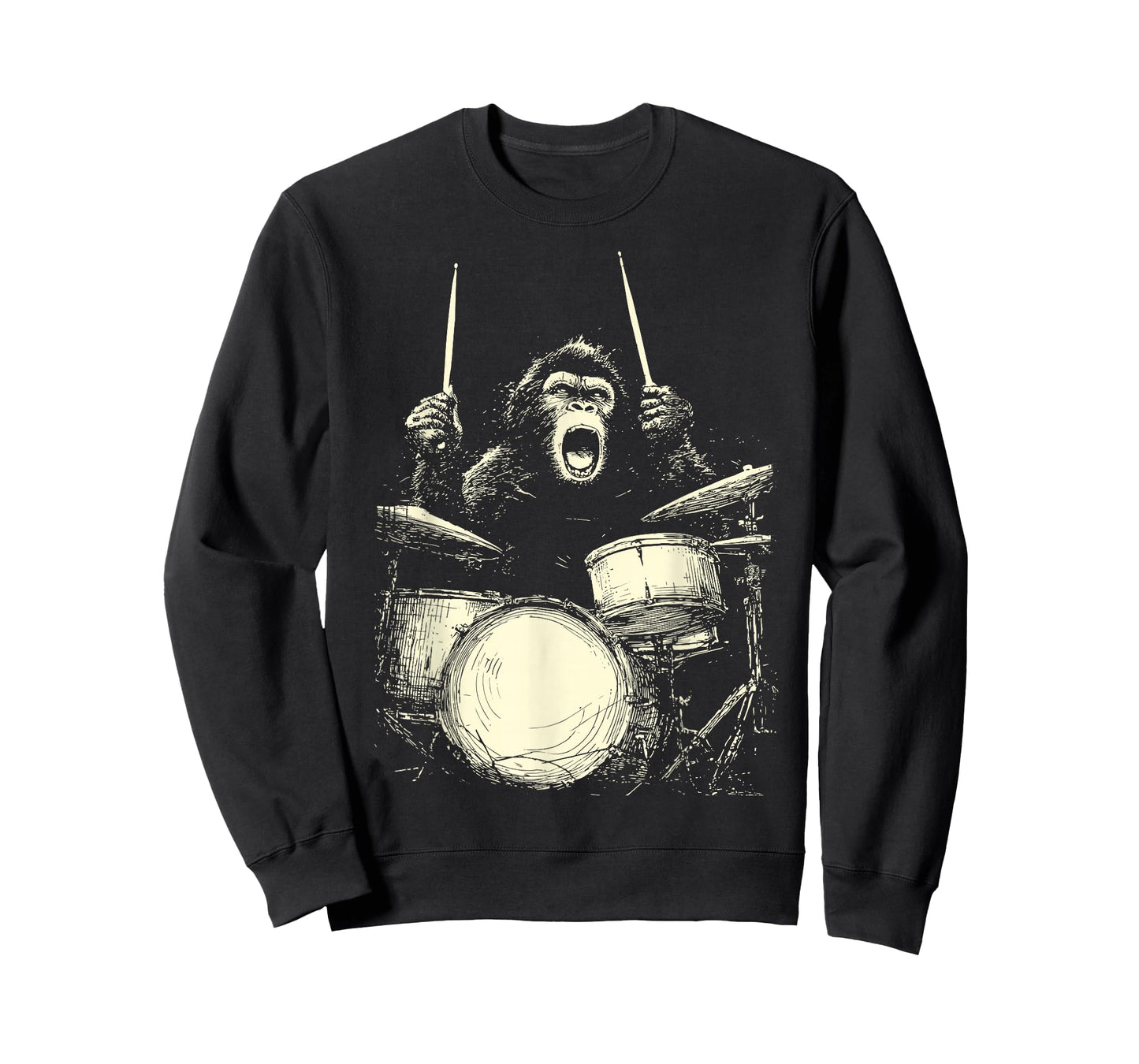 Chimpanzee Playing Drums Funny Music Animal Drummer Graphic T-Shirt