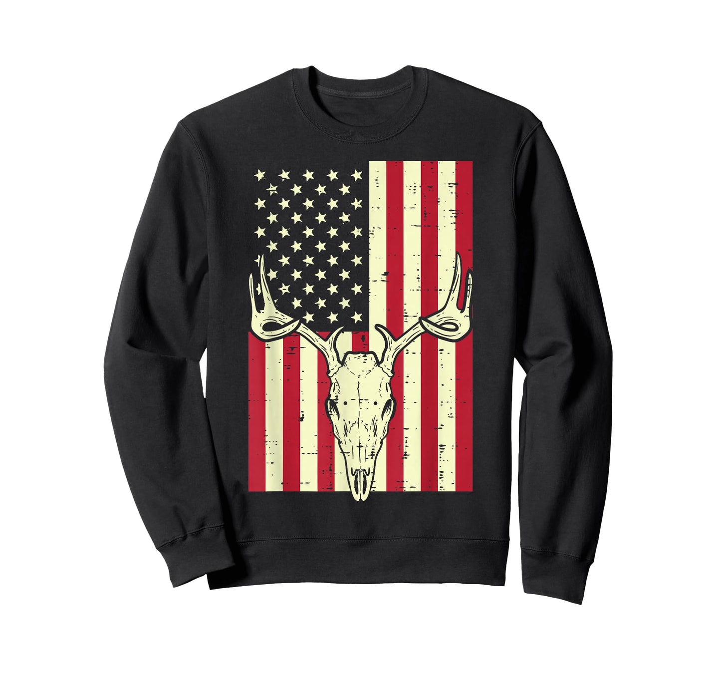 American Flag Deer Skull Vintage Hunting Patriotic Hunt Dad T-Shirt