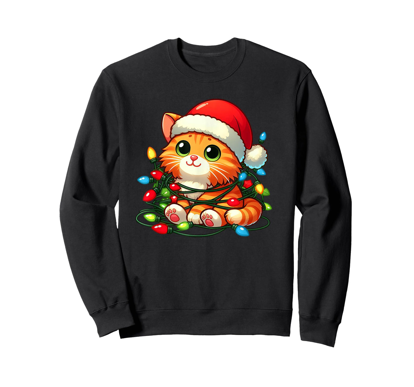 Orange Tabby Cat Christmas Lights Pet Funny Xmas T-Shirt for Men Women Kids