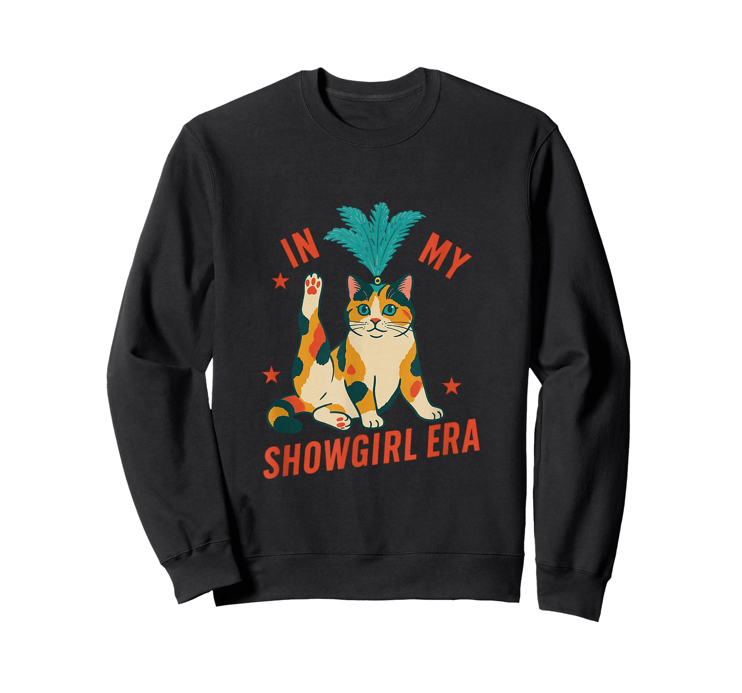 Funny Cat in Showgirl Costume Retro Humor T-Shirt