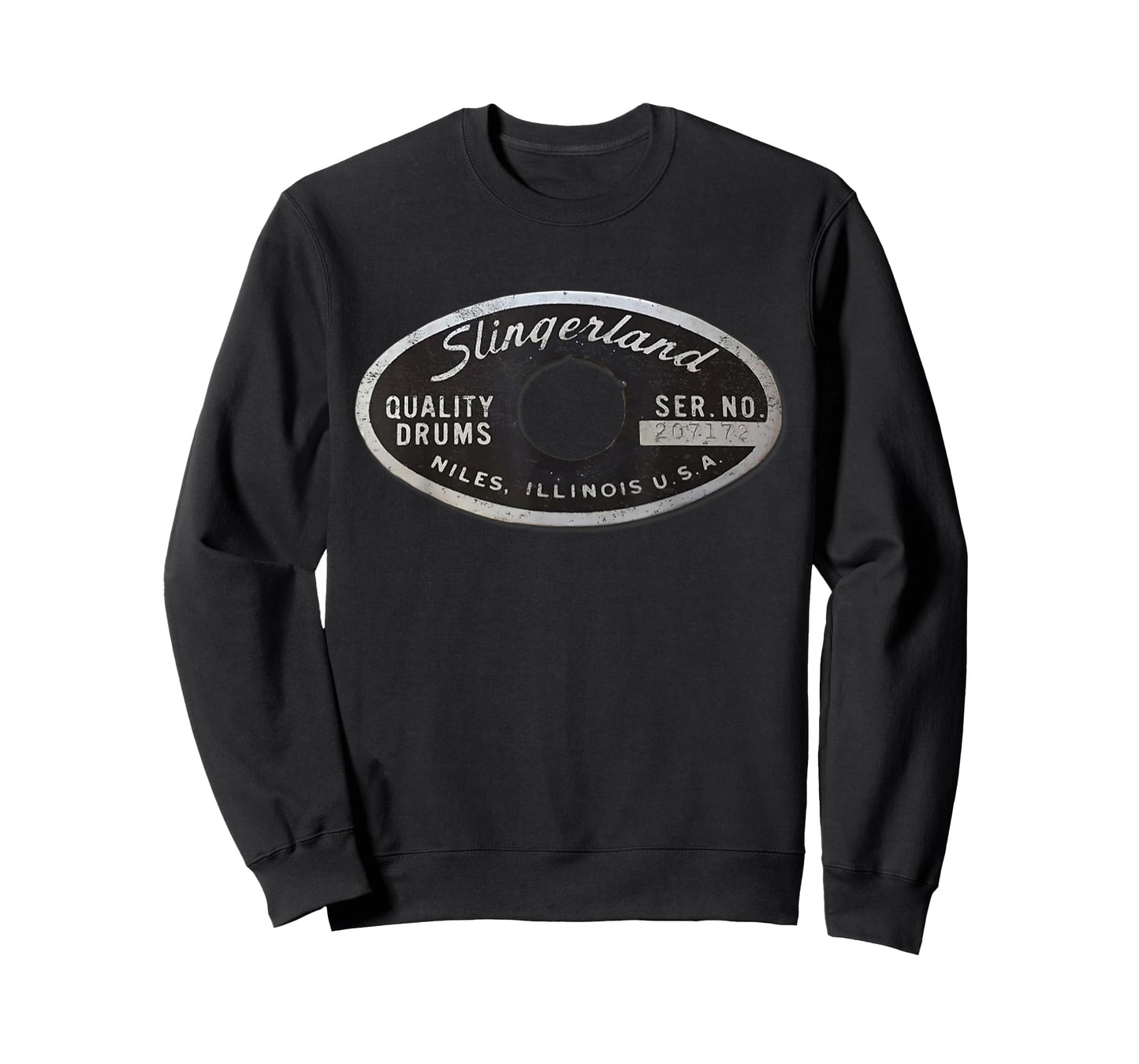 Music Slingerland Drums Guitar USA Drummer Tee - Unisex Adults - Black - Small - Short Sleeve - T-Shirt - Vintage Classic - Polyester 100%