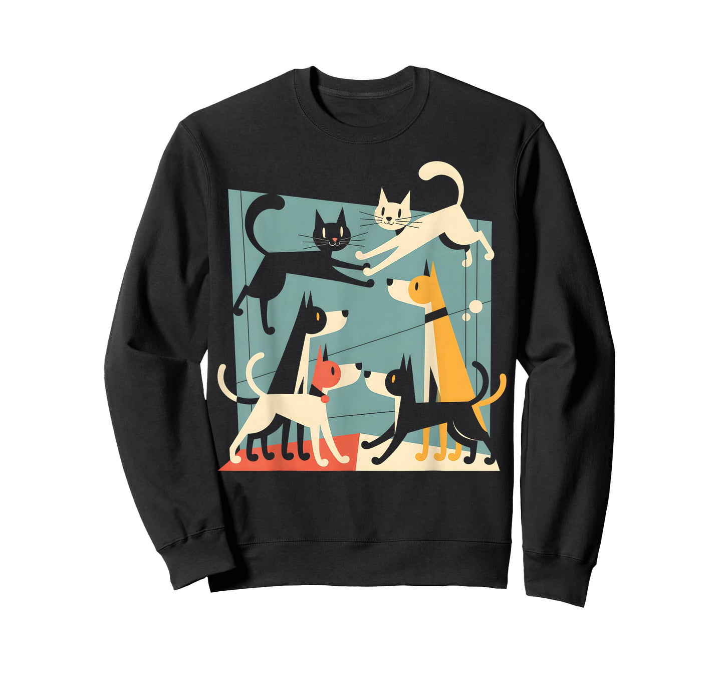 Retro Mid-Century Modern Dogs Cats 50s 60s Style T-Shirt