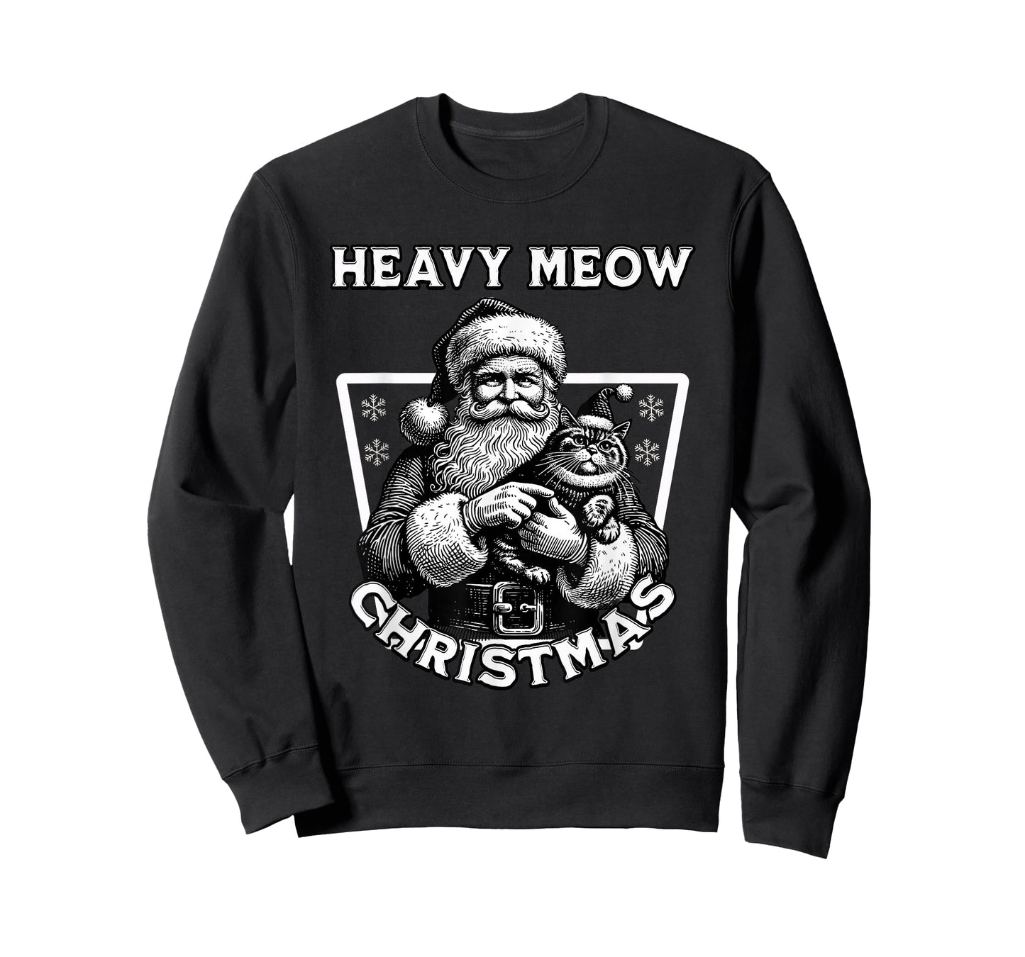 Heavy Meow Christmas Funny Cat Santa T-Shirt