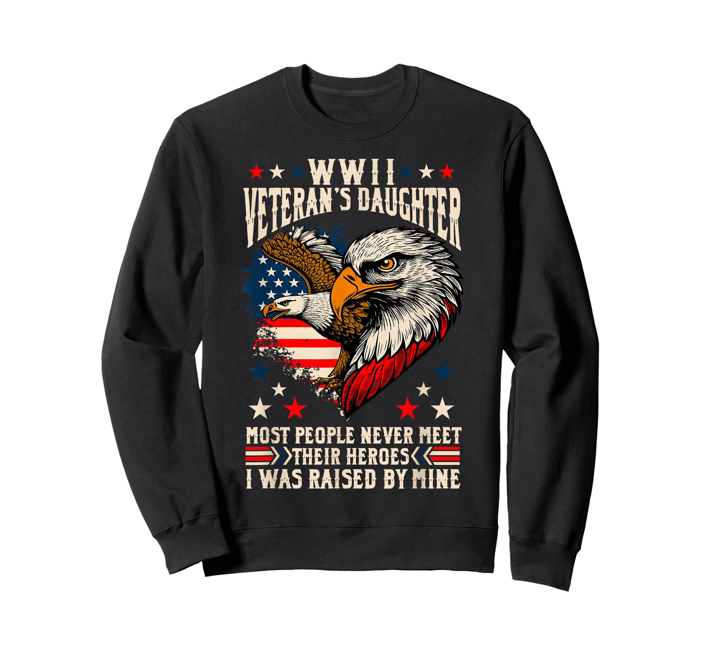 WWII Veterans Day Daughter Bald Eagle Proud Military Family T-Shirt
