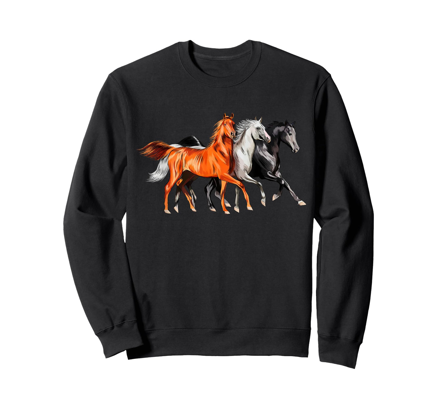 Cool 3 Wild Horses Running Around Vintage Novelty T-Shirt