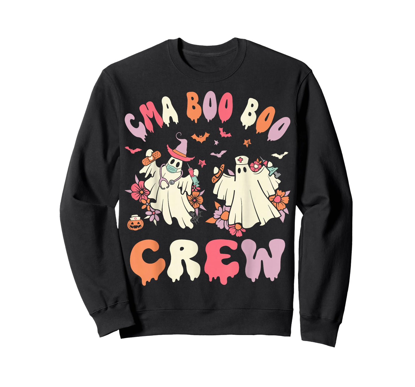 CMA Boo Crew Retro Halloween Ghost Nurse T-Shirt
