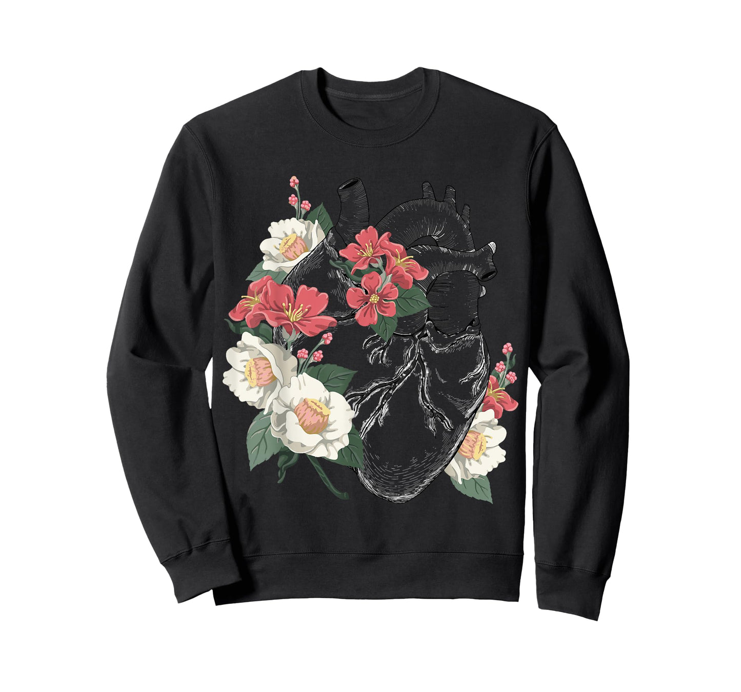 Anatomical Heart and Flowers Anatomy Heart Cute Cardiologist T-Shirt