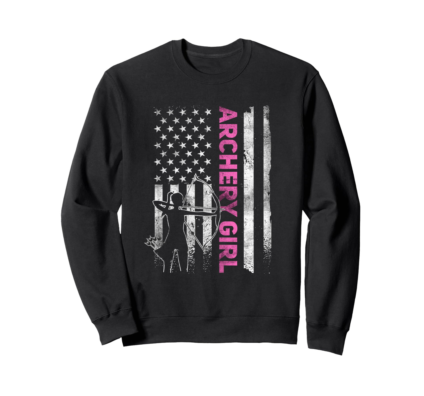 Retro American Archery Girl Apparel US Flag Female Archer T-Shirt