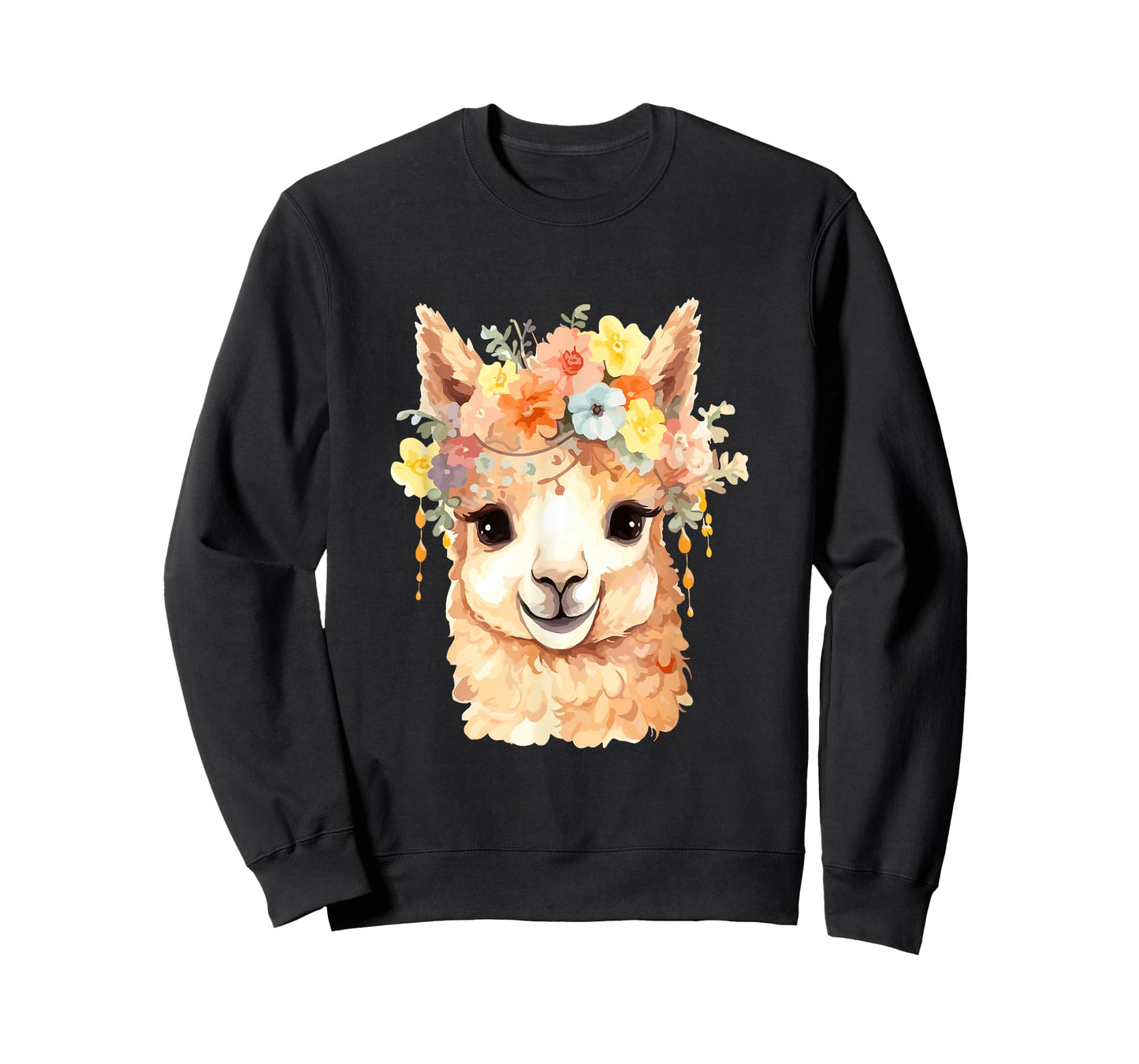 Alpaca with flowers, cute alpaca and llama T-Shirt
