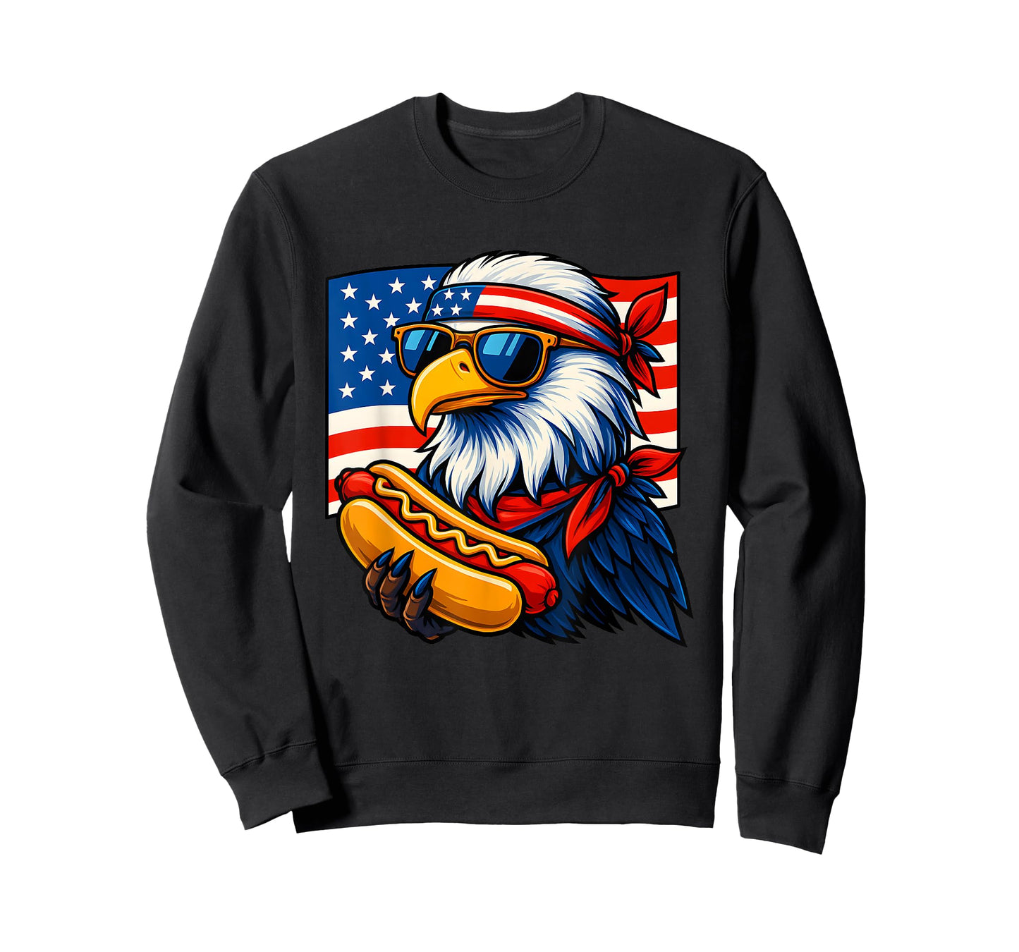 Blad Eagle with American Flag and Hotdog for 4th of july T-Shirt