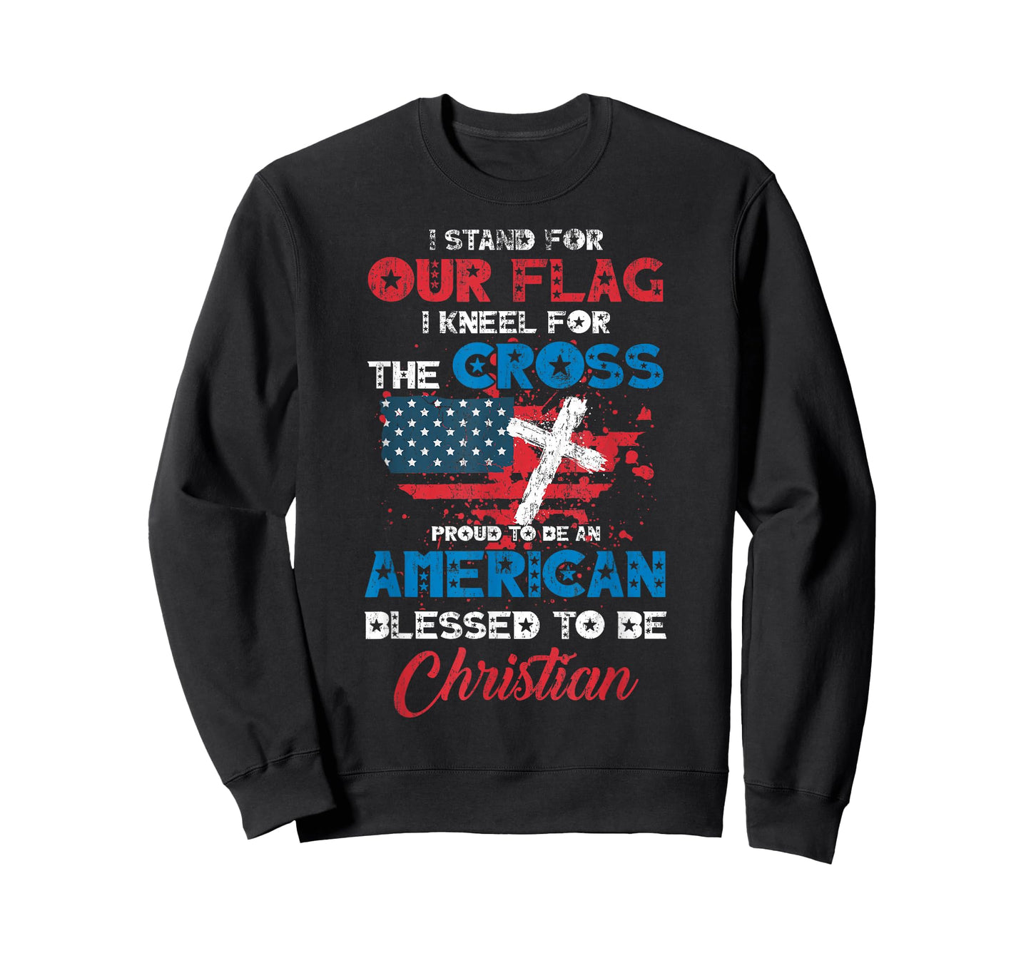 Stand for Flag Kneel for Cross Proud Be American Christian T-Shirt
