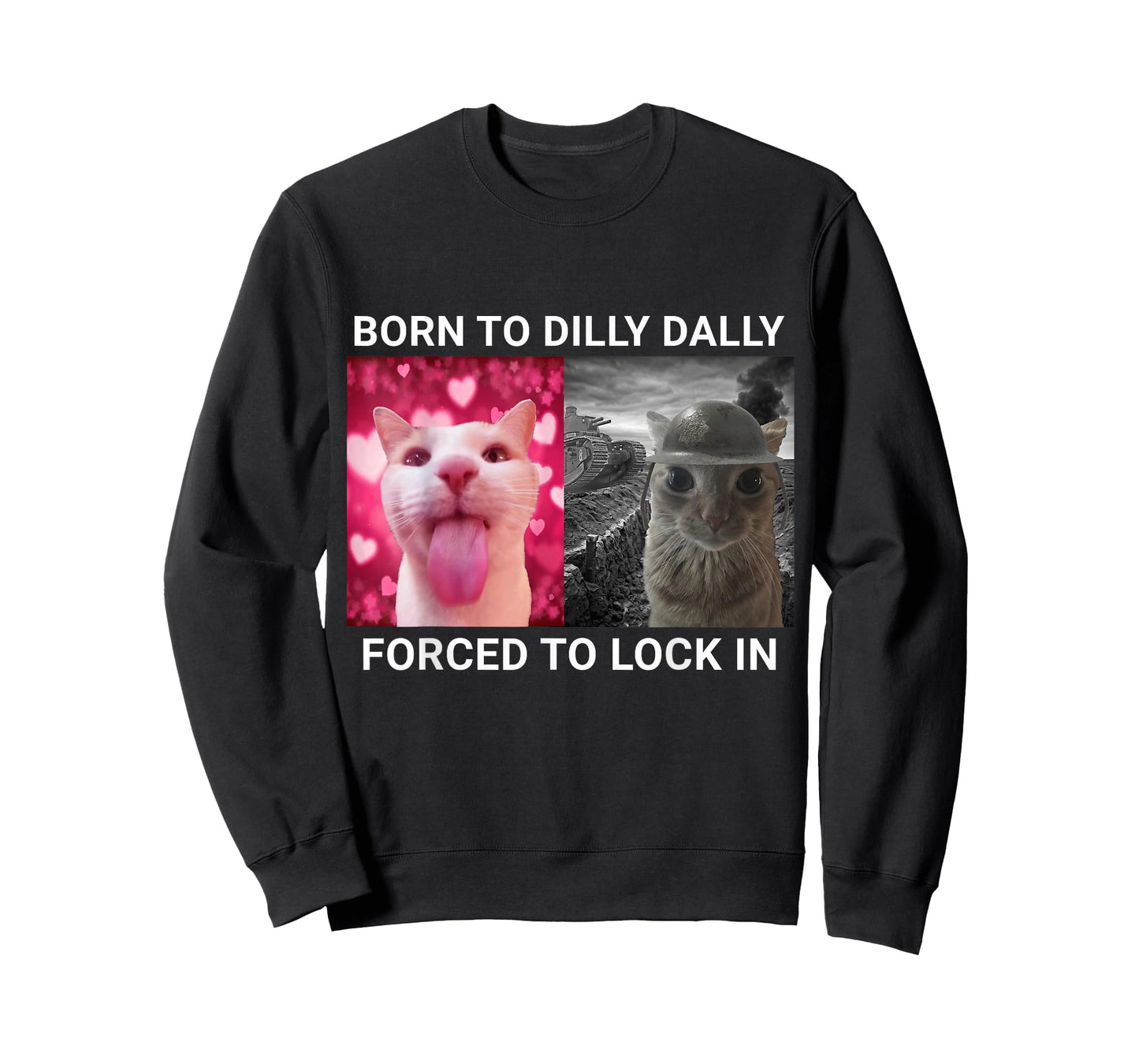 Born to Dilly Dally Forced to Lock in Cat Meme T-Shirt