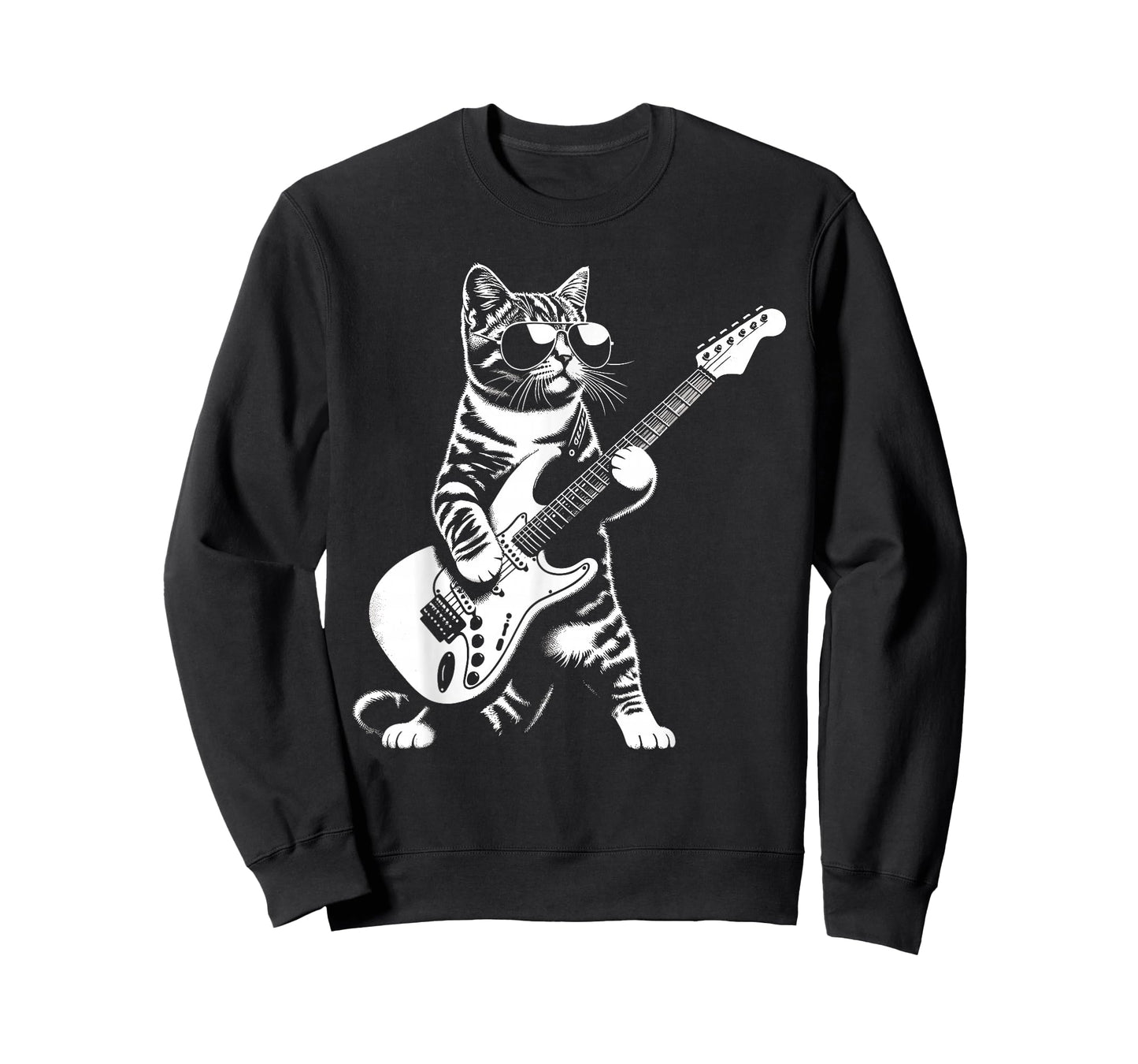 Guitar Cat Novelty Rock Music Band Concert Funny Cat T-Shirt