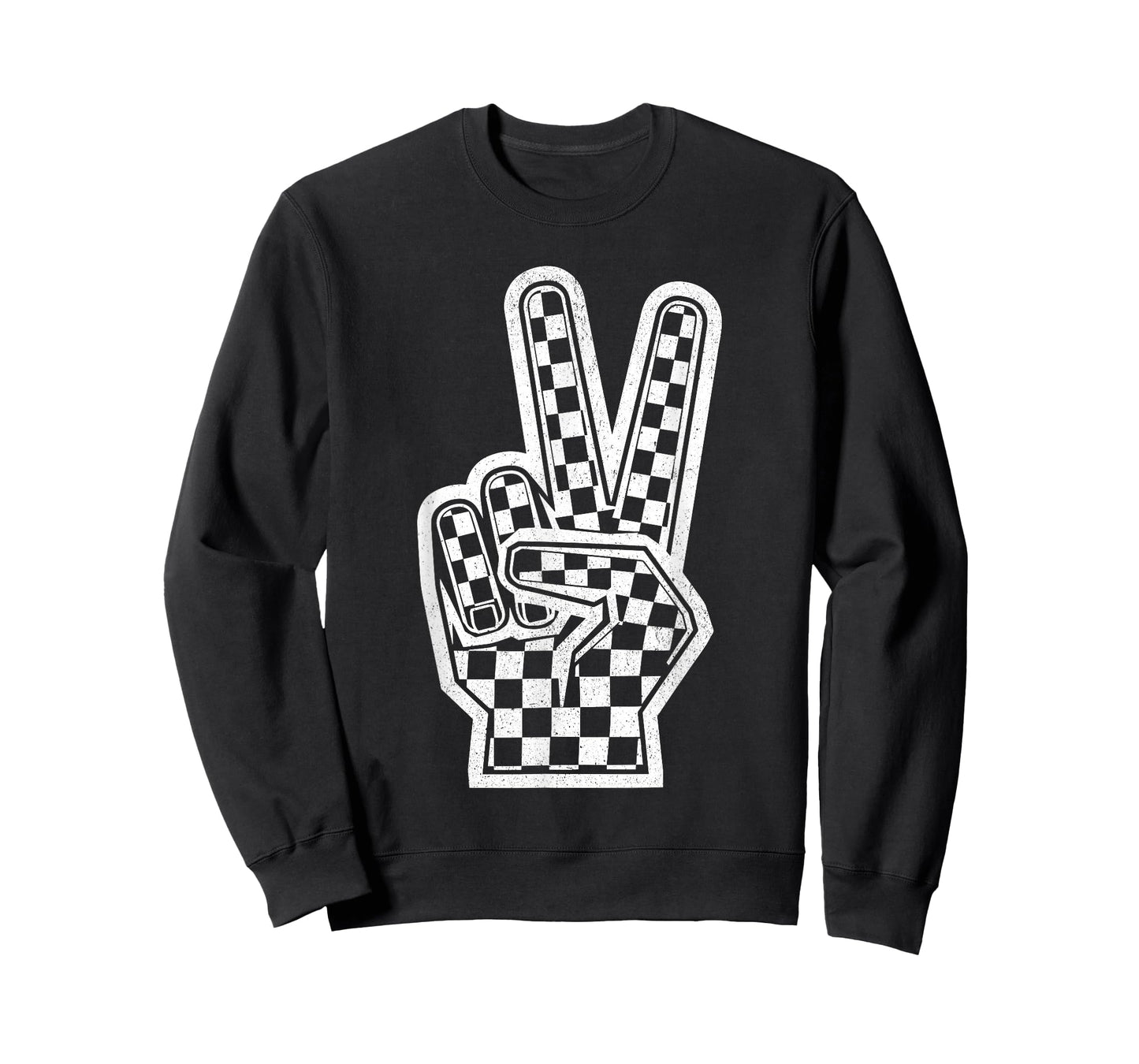 Checkered Peace Sign Shirt Vintage Racing Flag Kids Boy Girl T-Shirt