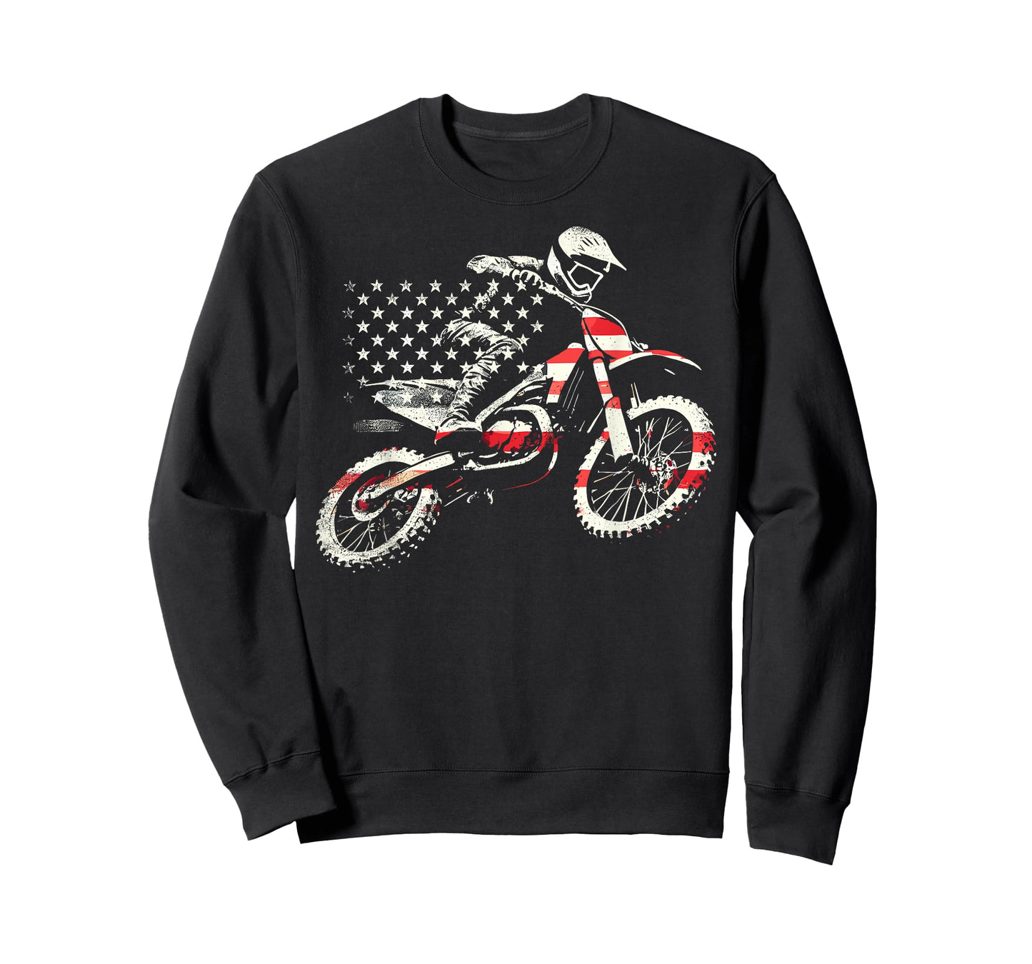 Dirt Bike Retro American Flag Motocross Enduro T-Shirt