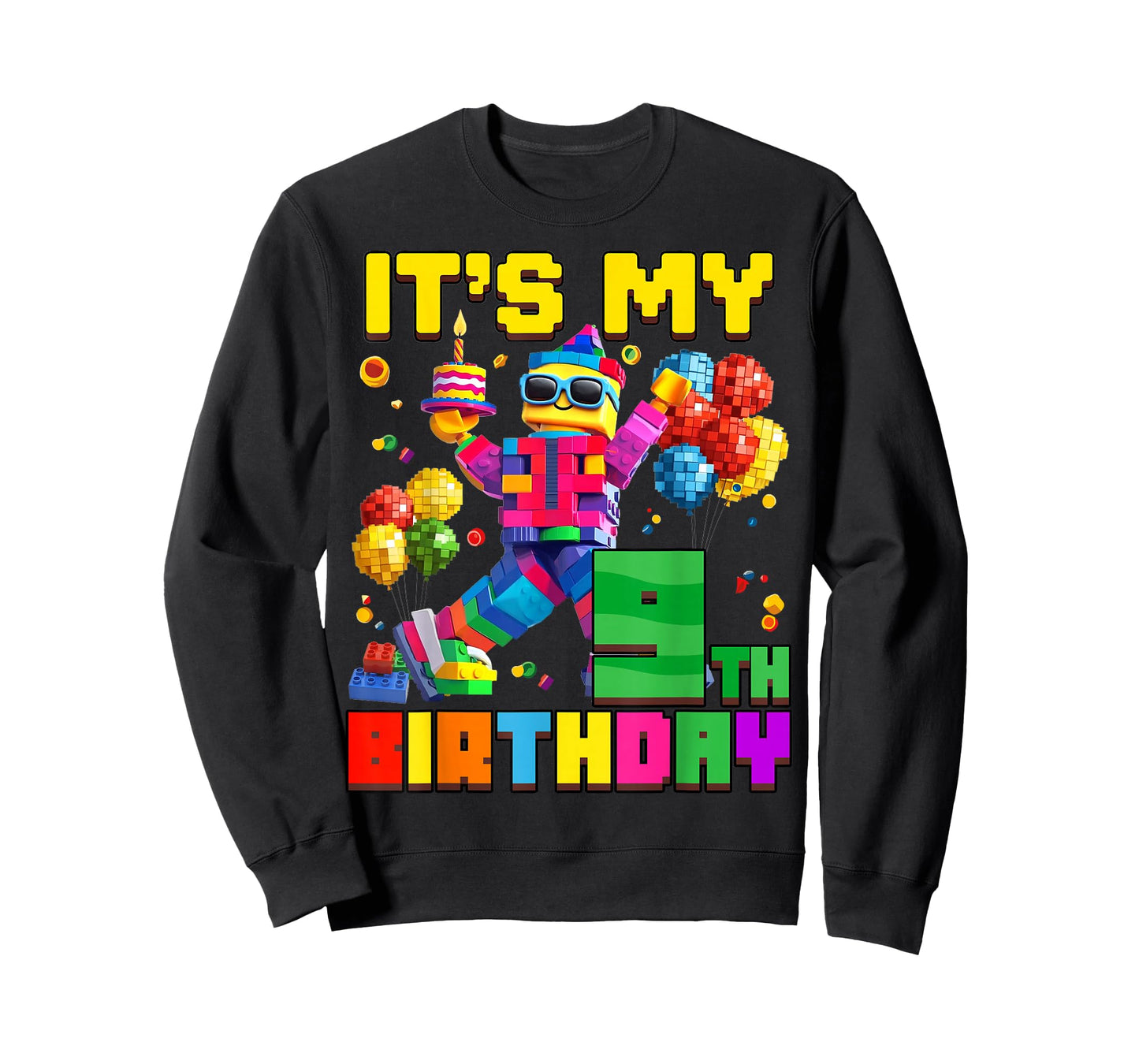 Its My 9th Ninth Birthday Building Brick 9 Years Old Boys T-Shirt