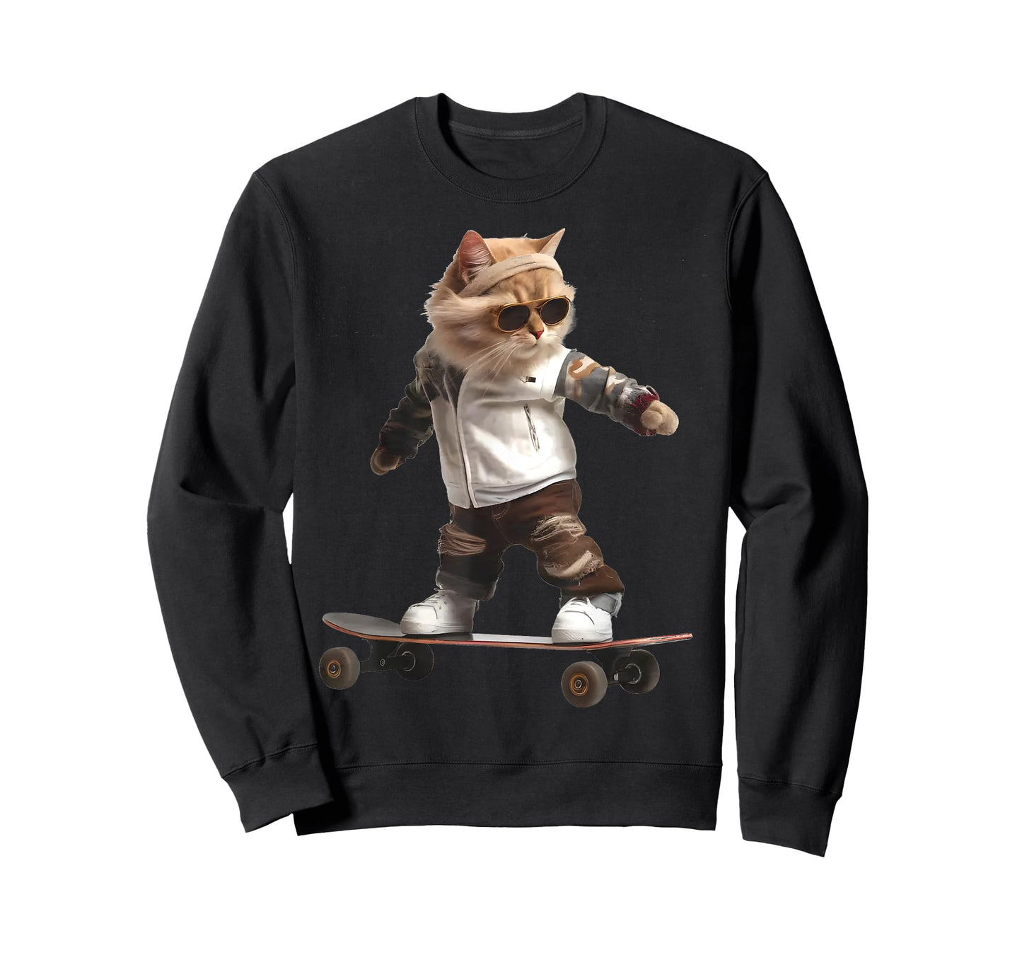 Cat On A Skateboard Funny Stylish Riding Cat In Skatepark Men Women Kids T-Shirt