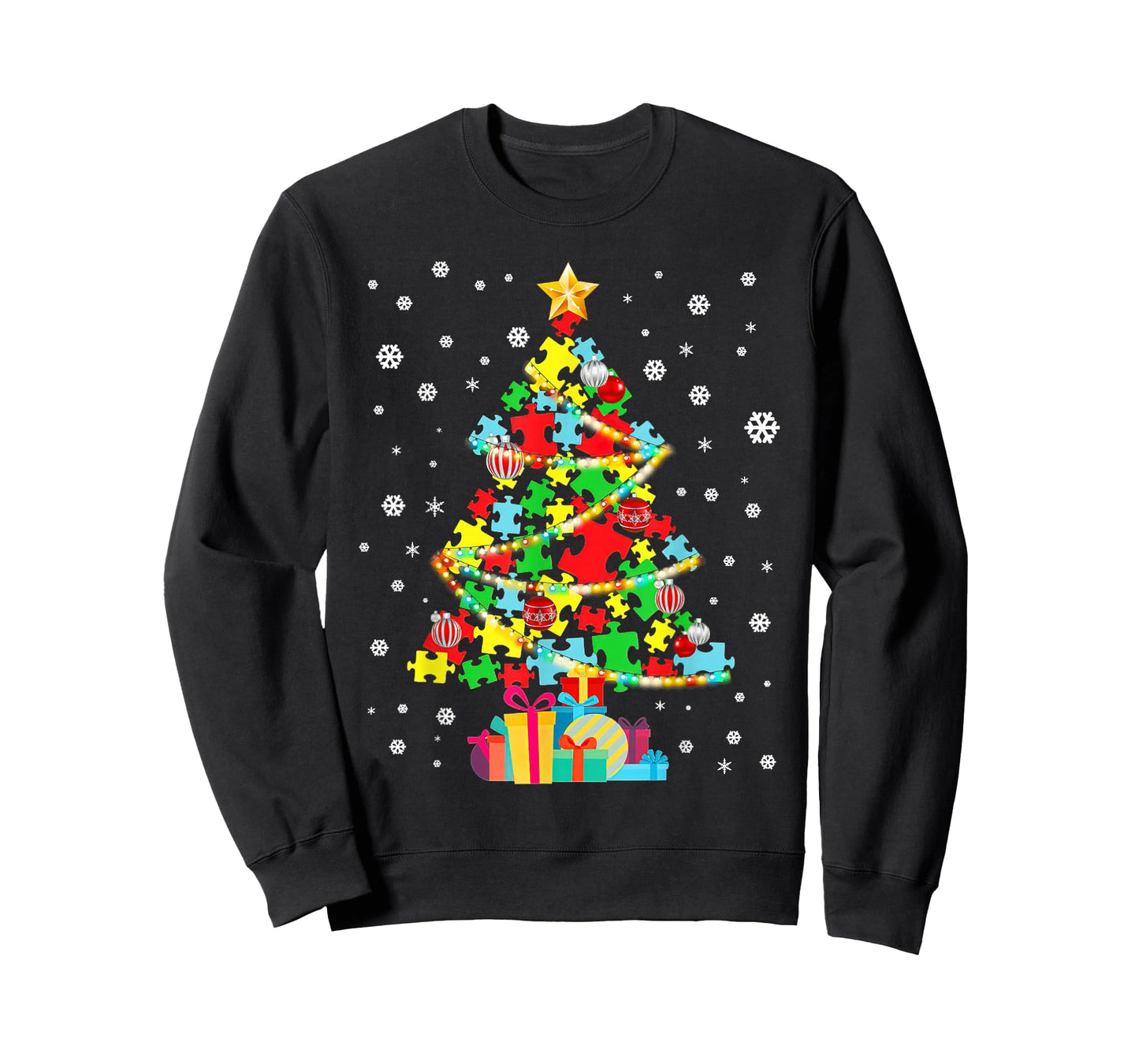Autism Tree Christmas Pajama Autism Awareness Holiday T-Shirt