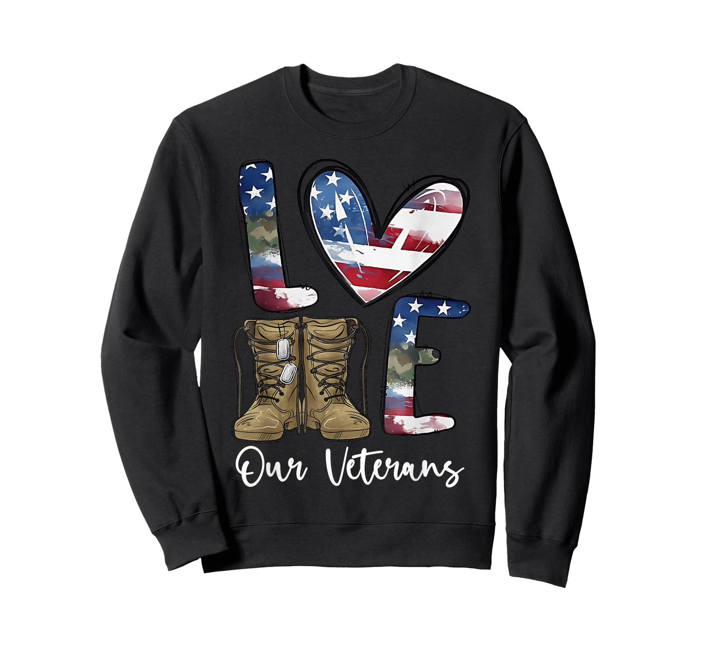 Love Our Veterans Day Proud Military American Flag Thank You T-Shirt