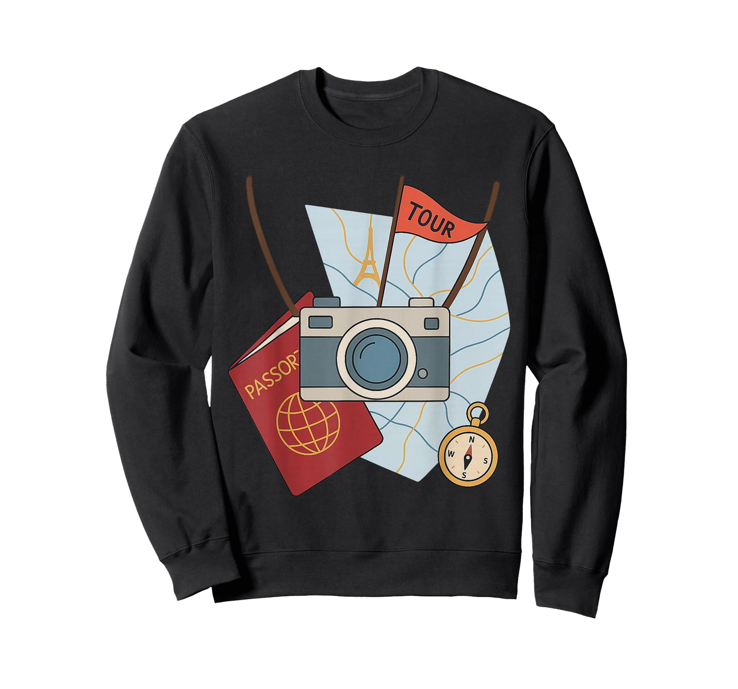 Funny Tourist Spirit Day Look with Camera and Map T-Shirt