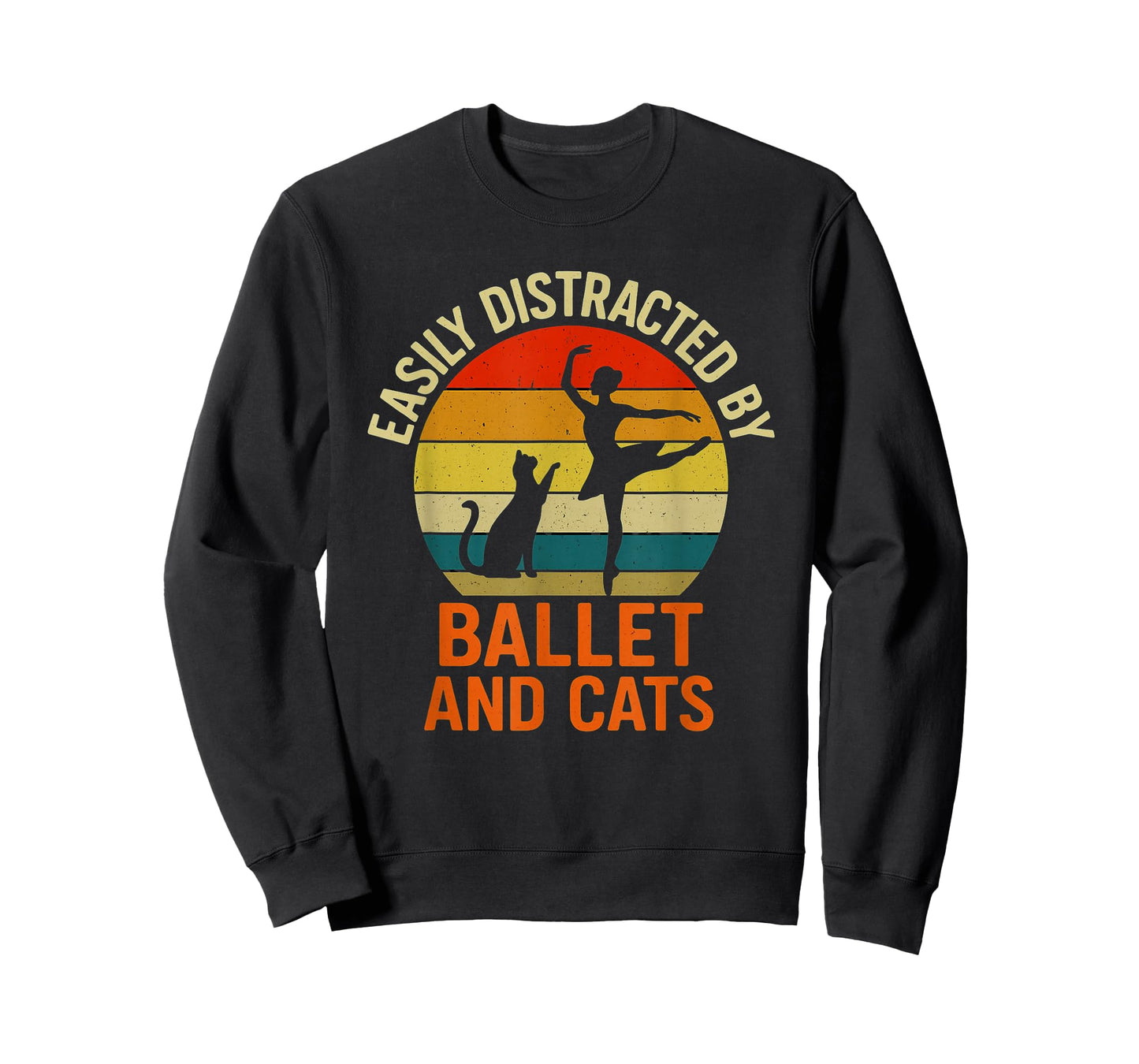 Easily Distracted by Ballet Cats Retro Ballerina Cat Lover T-Shirt