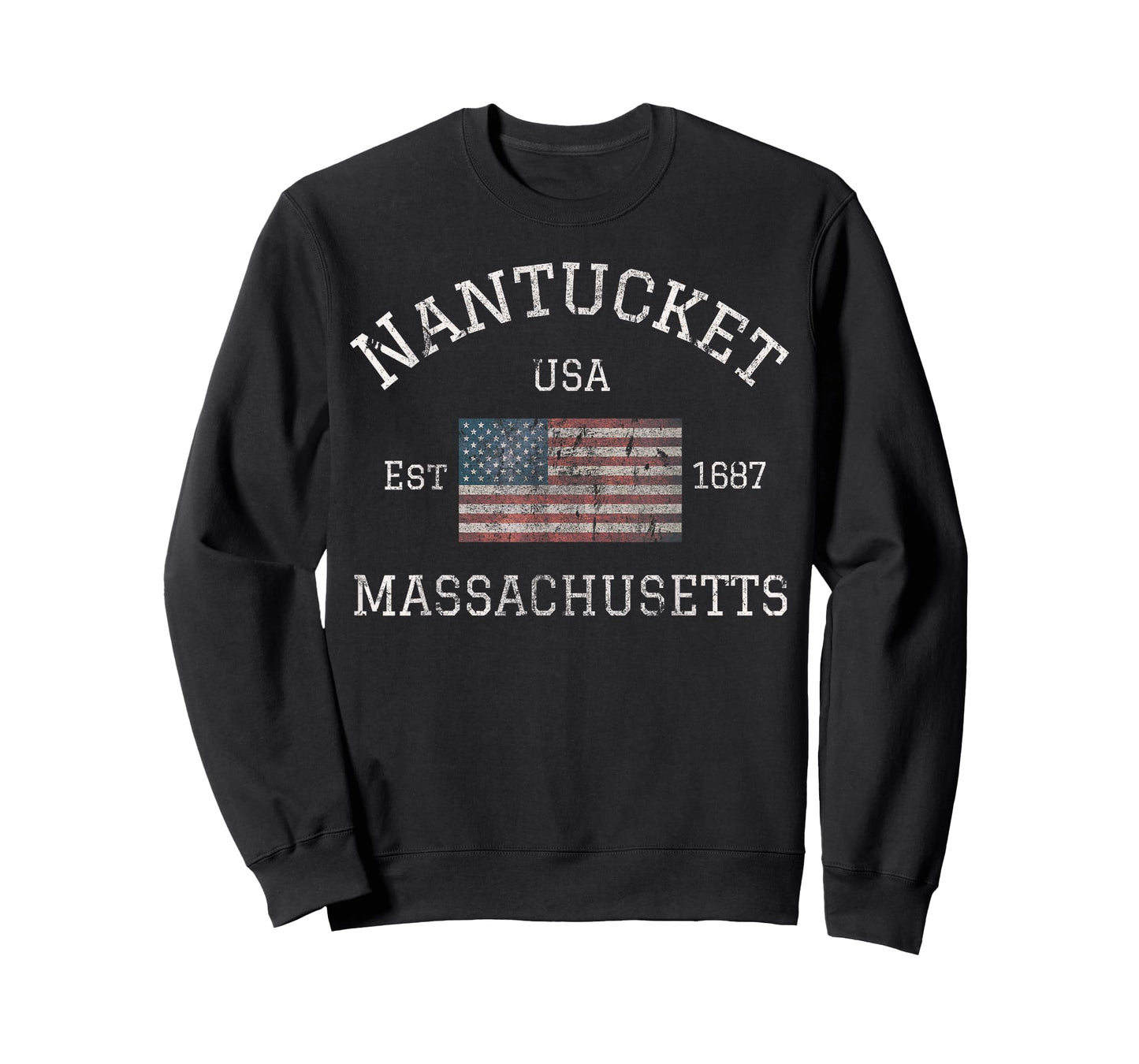 Nantucket Massachusetts American Flag USA Travel Vintage T-Shirt