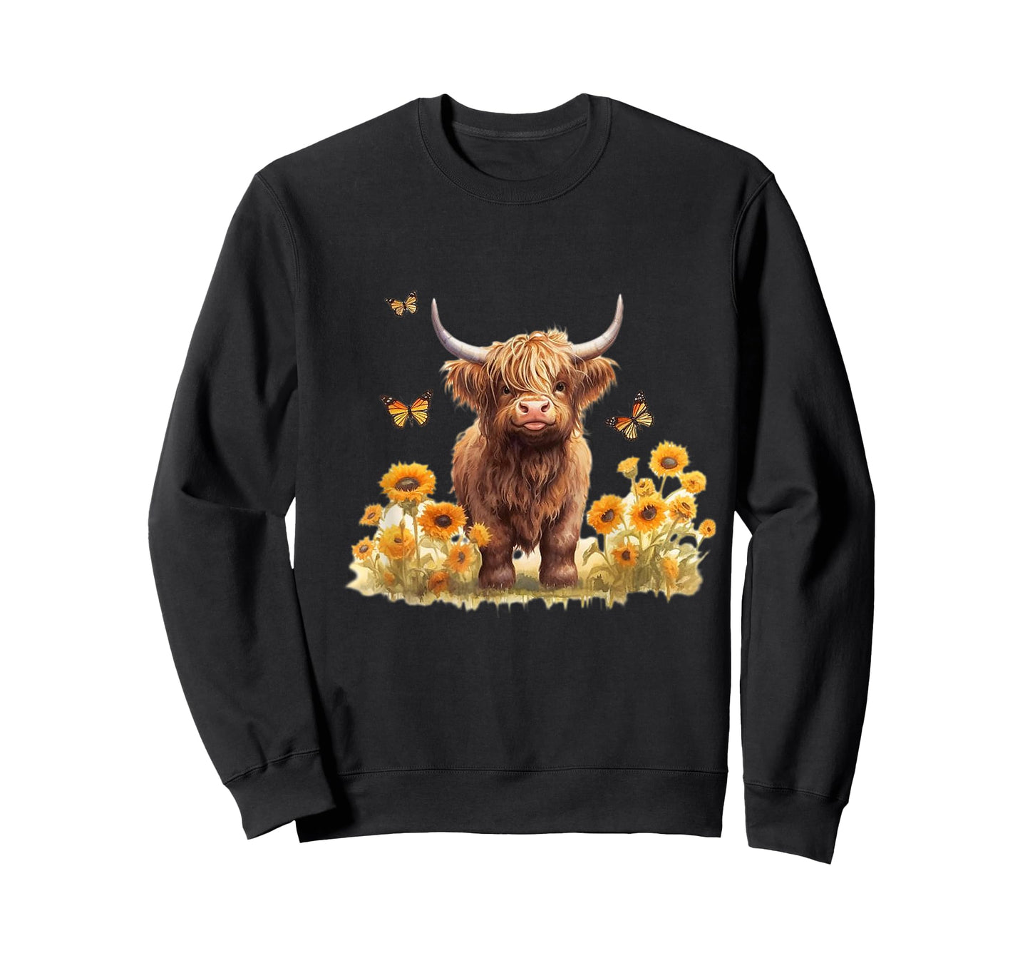 Cute Highland cow with sunflowers country Heifer Farm Farmer T-Shirt