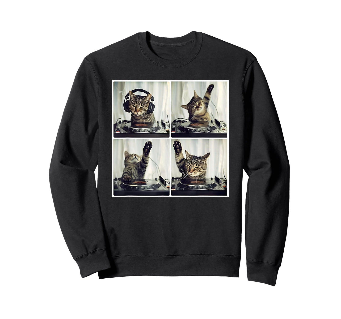 EDM DJ Cat Animal On Decks House Music Cat DJ T-Shirt