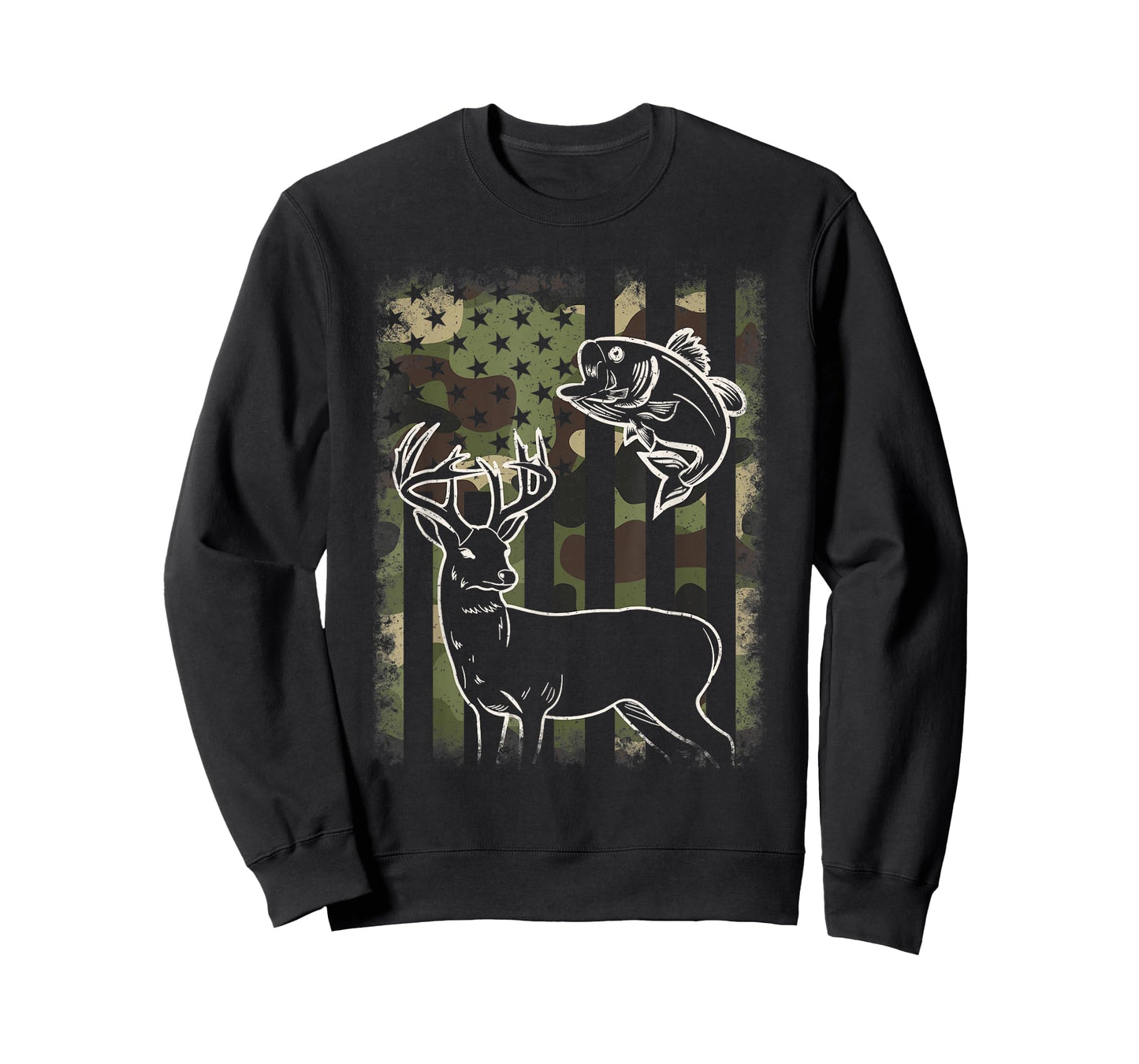 Camouflage American Flag Fishing Deer Hunting Hunter Men T-Shirt