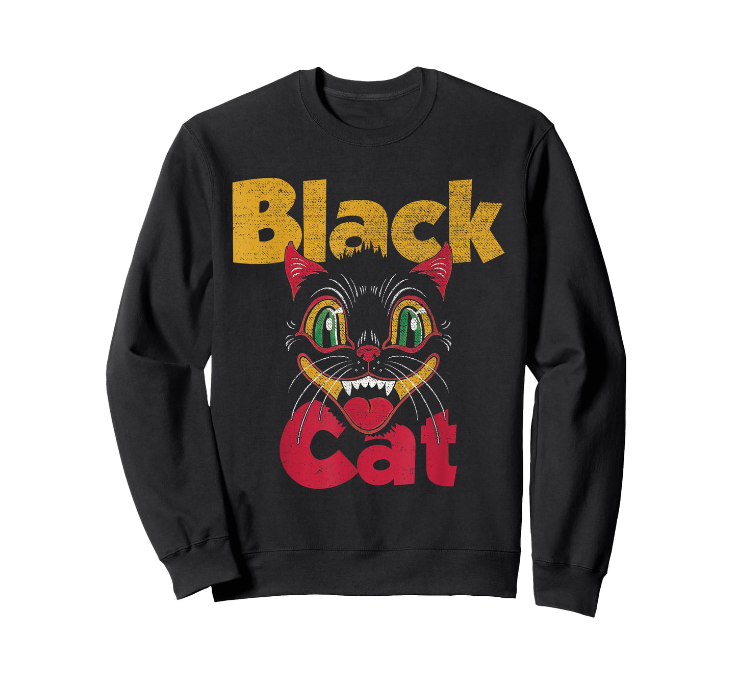 Vintage Halloween Retro Black Cat Retro Fireworks Men Women T-Shirt