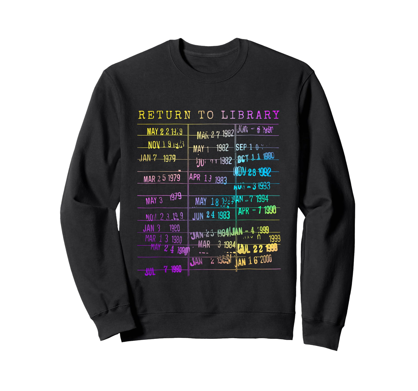 Return to Library Card Book Due Date Bookish Rainbow Reading T-Shirt
