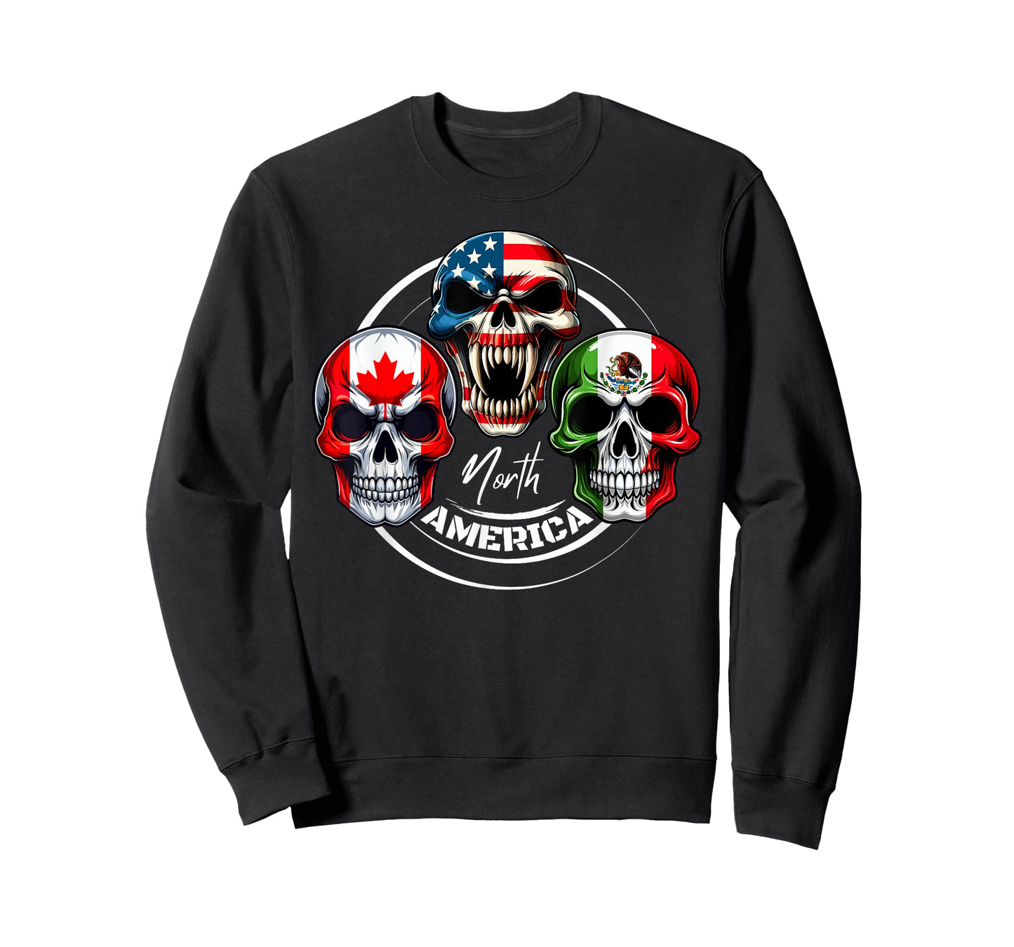 North America Canada United States Mexico Skull Flags T-Shirt