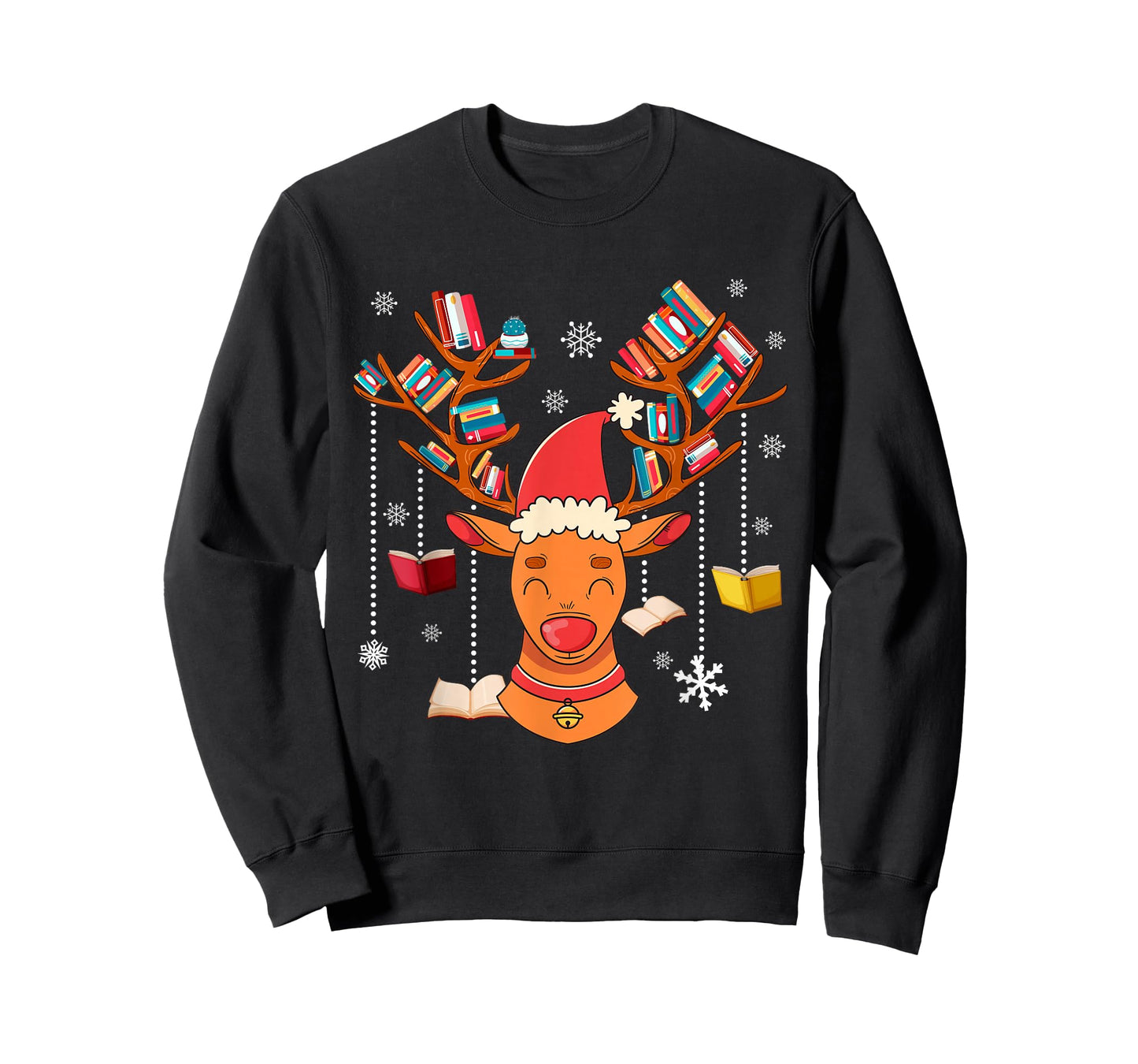 Christmas Librarian Reindeer Xmas Book Teachers Love Reading T-Shirt