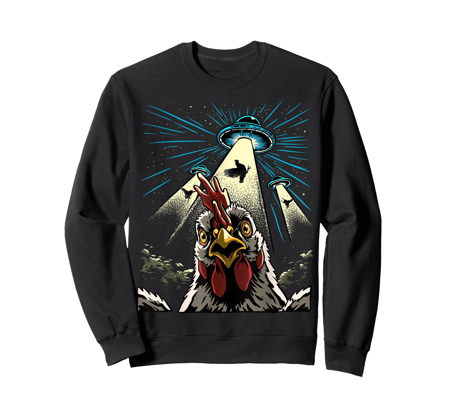 Alien Chicken Rooster UFO Abduction Funny Alien Sci-Fi T-Shirt