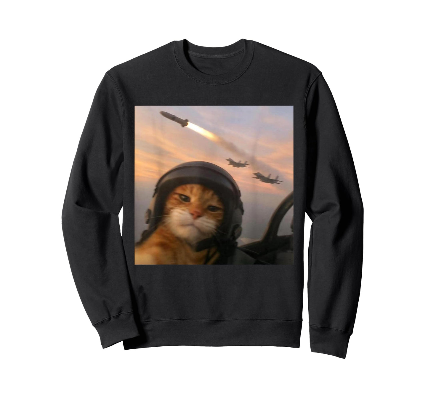 Selfie Squad Cat Funny Fighter Pilot Meme Kitty Gen Z Humor T-Shirt