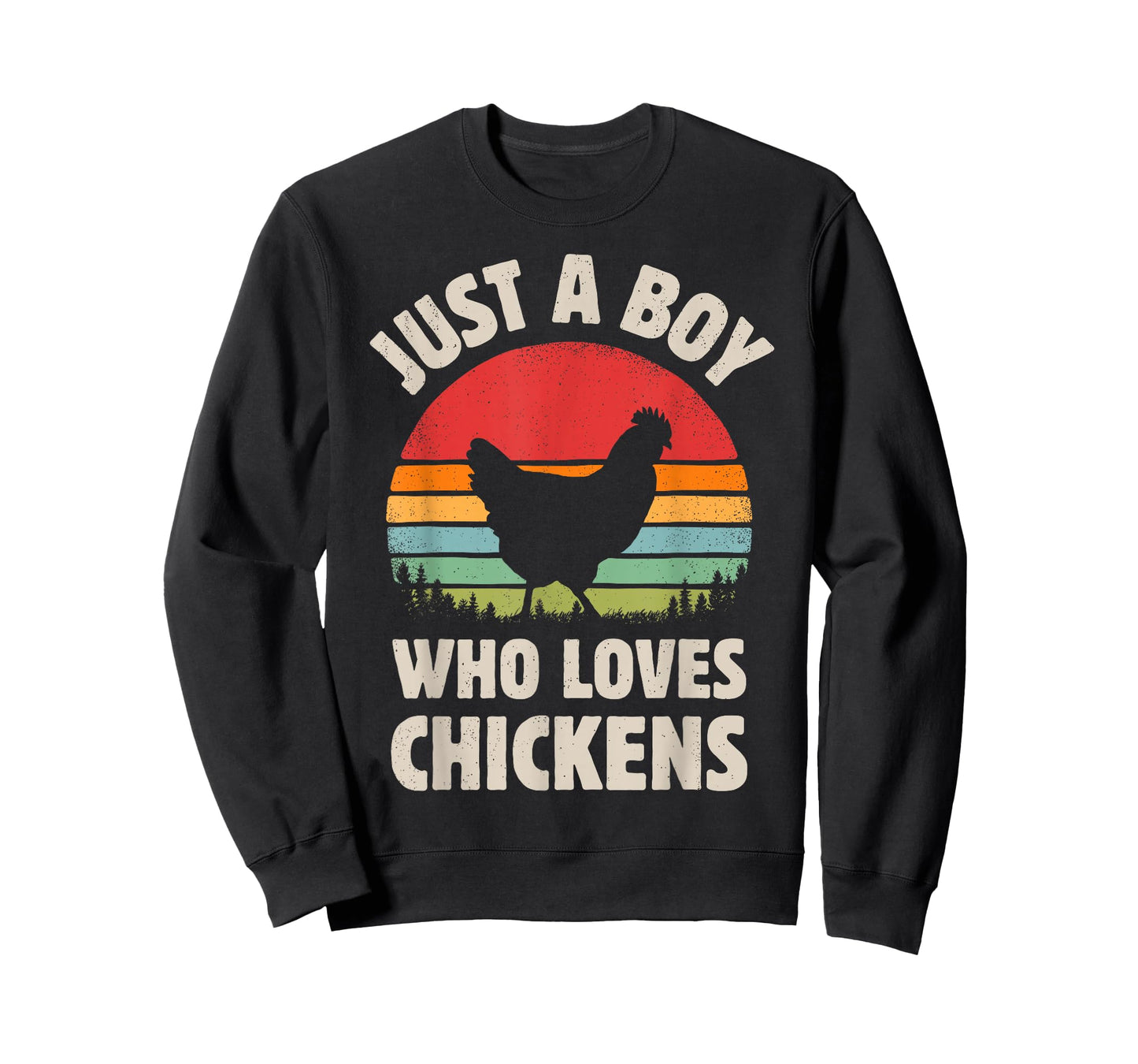 Chicken Just A Boy Who Loves Retro Farm Animal Farmer Sunset T-Shirt