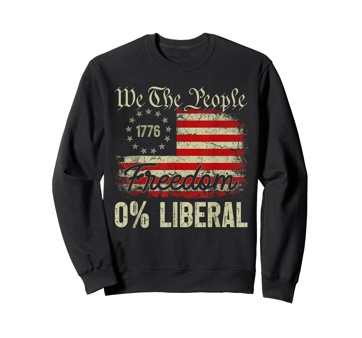 0% Liberal 100% American Zero Percent Liberal US Flag Retro T-Shirt