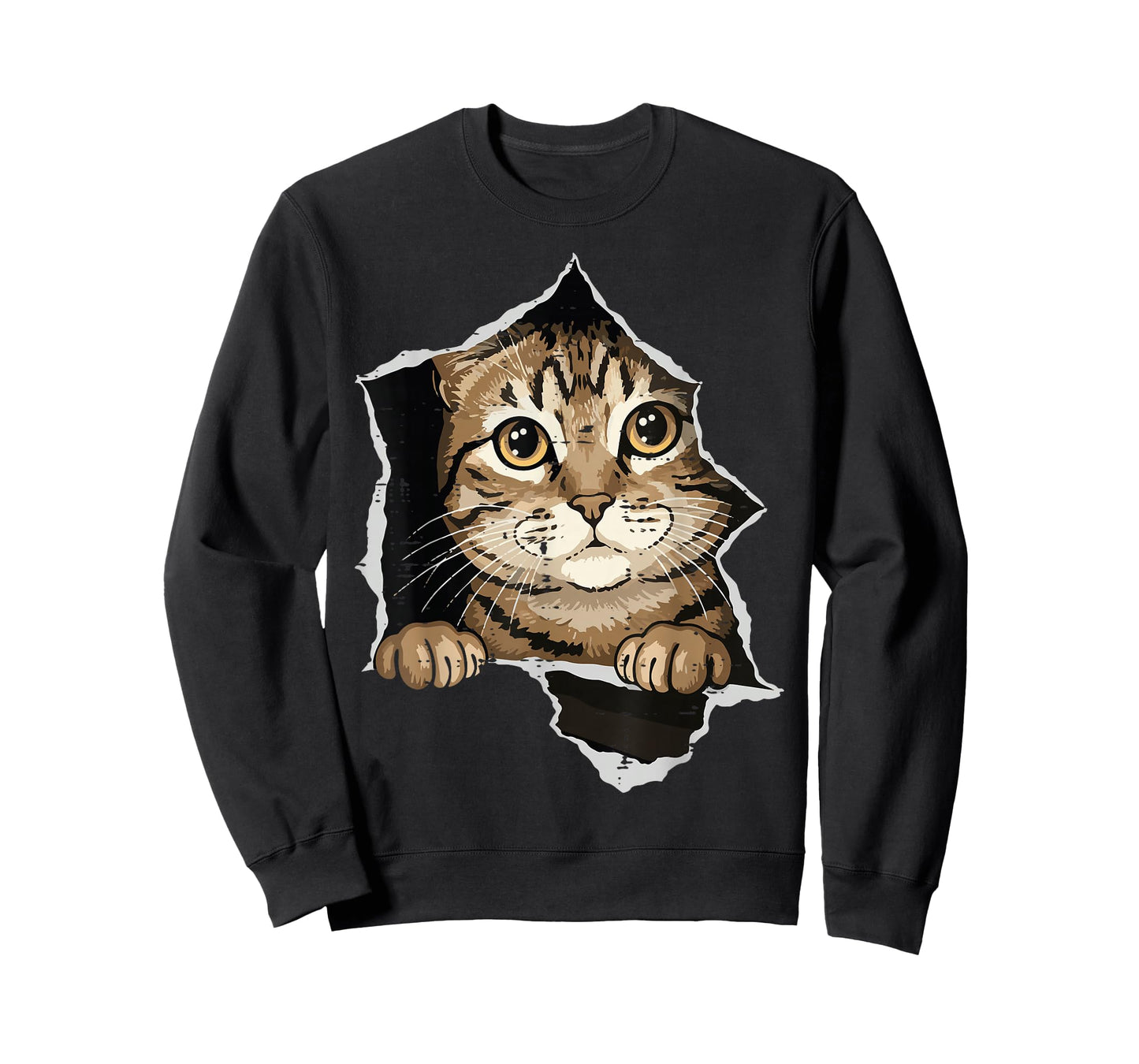 Cat Peeking Torn Paper Cute Kitten Kitty Women Girls Kids T-Shirt