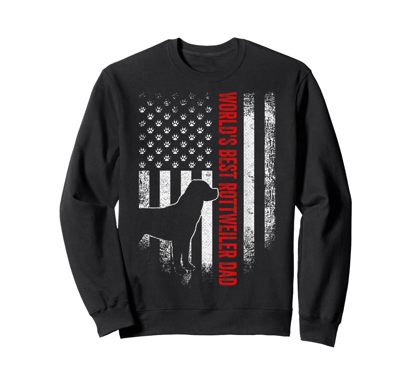 Vintage American Flag World's Best Rottweiler Dad Silhouette T-Shirt