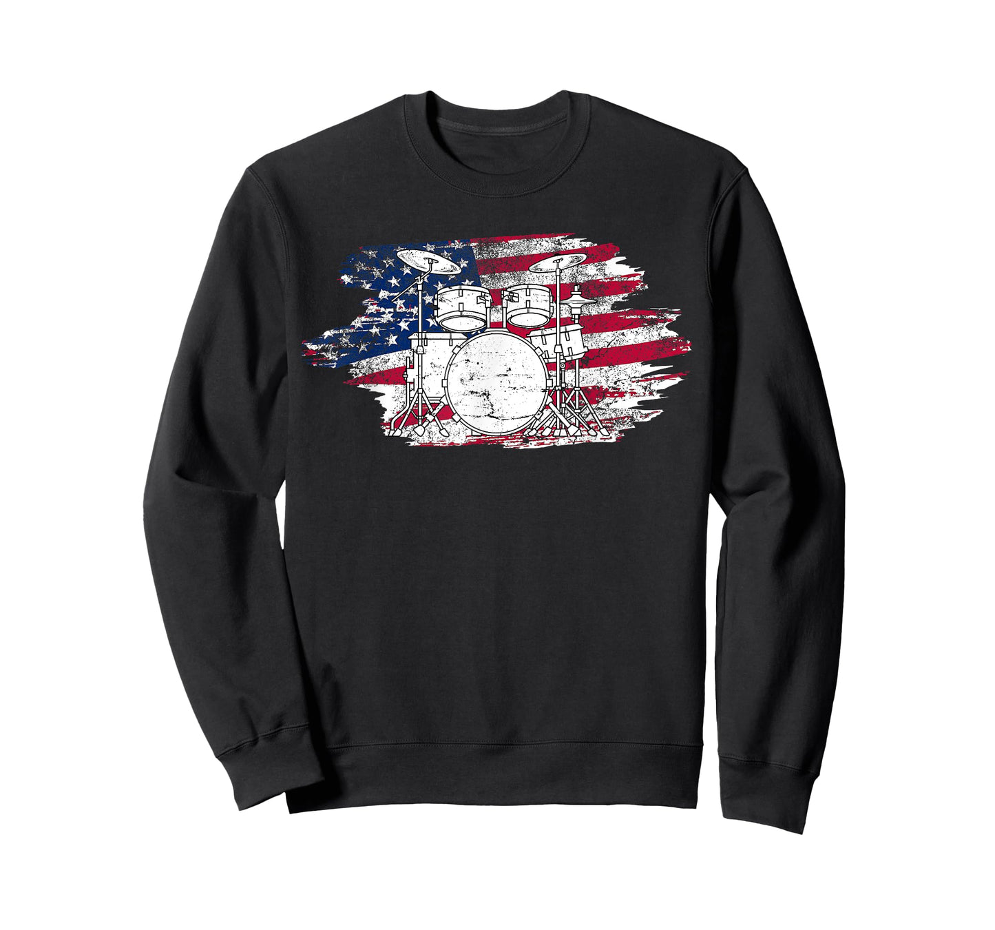 Cool Drummer Art For Men Women America US Flag Drum Set T-Shirt